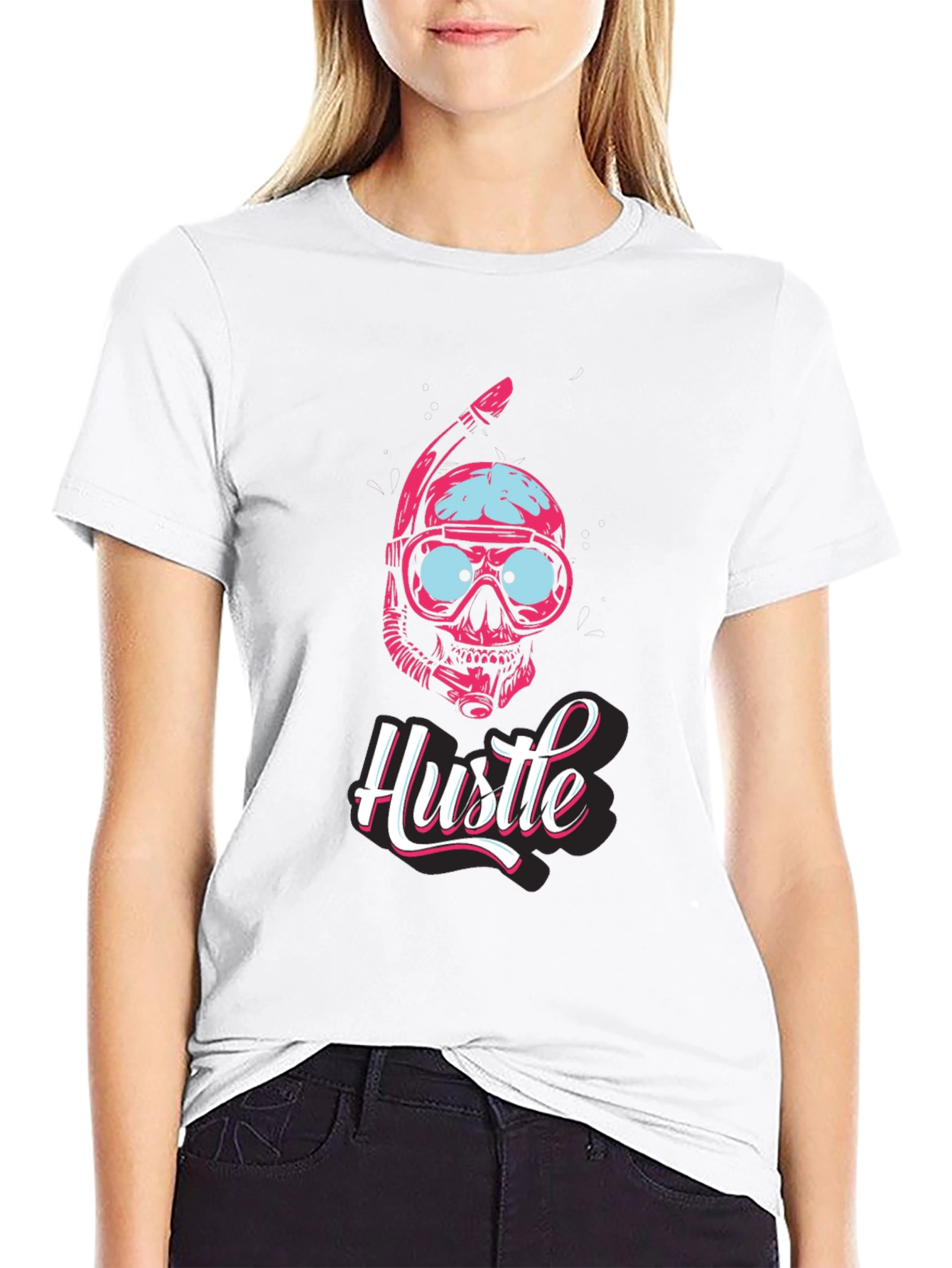 Diver Skull Hustle Graphic Tee - Black