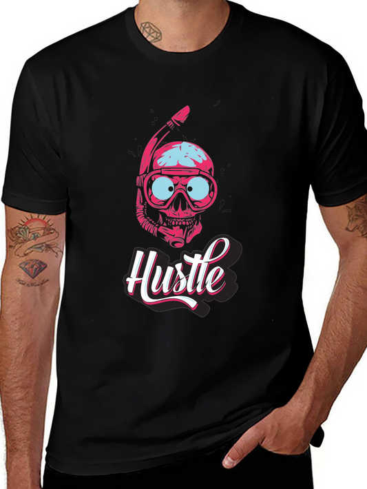 Diver Skull Hustle Graphic Tee - Black