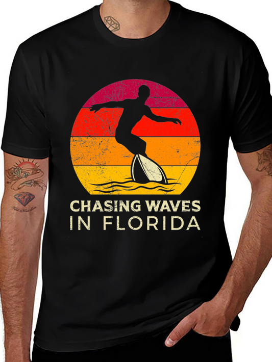 Chasing Waves in Florida T-Shirt - Retro Surfer Tee