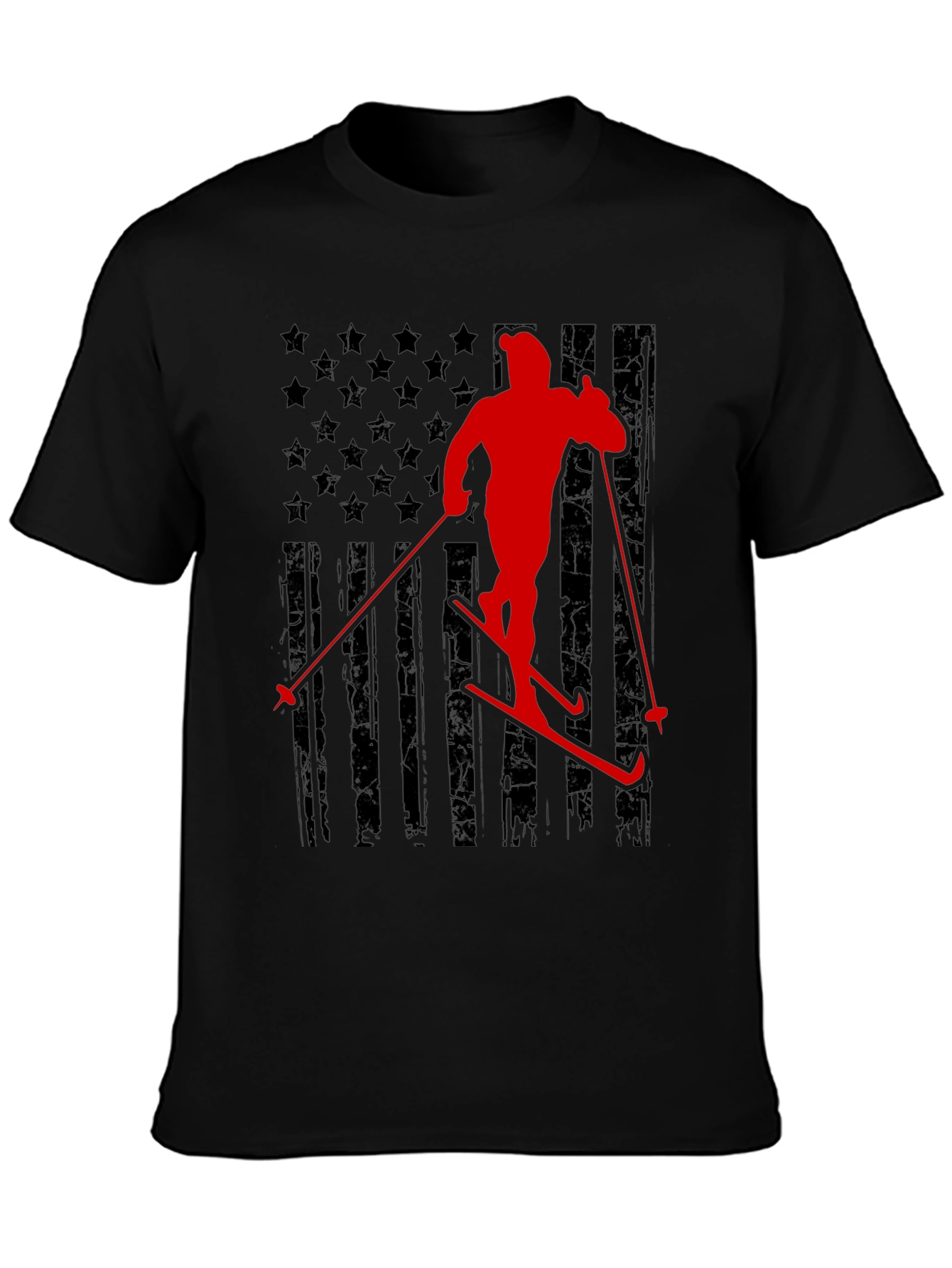 Skiing USA Flag T-Shirt