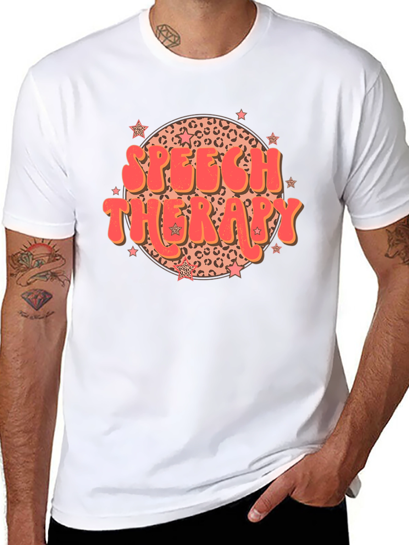 Speech Therapy Leopard Print Star T-Shirt