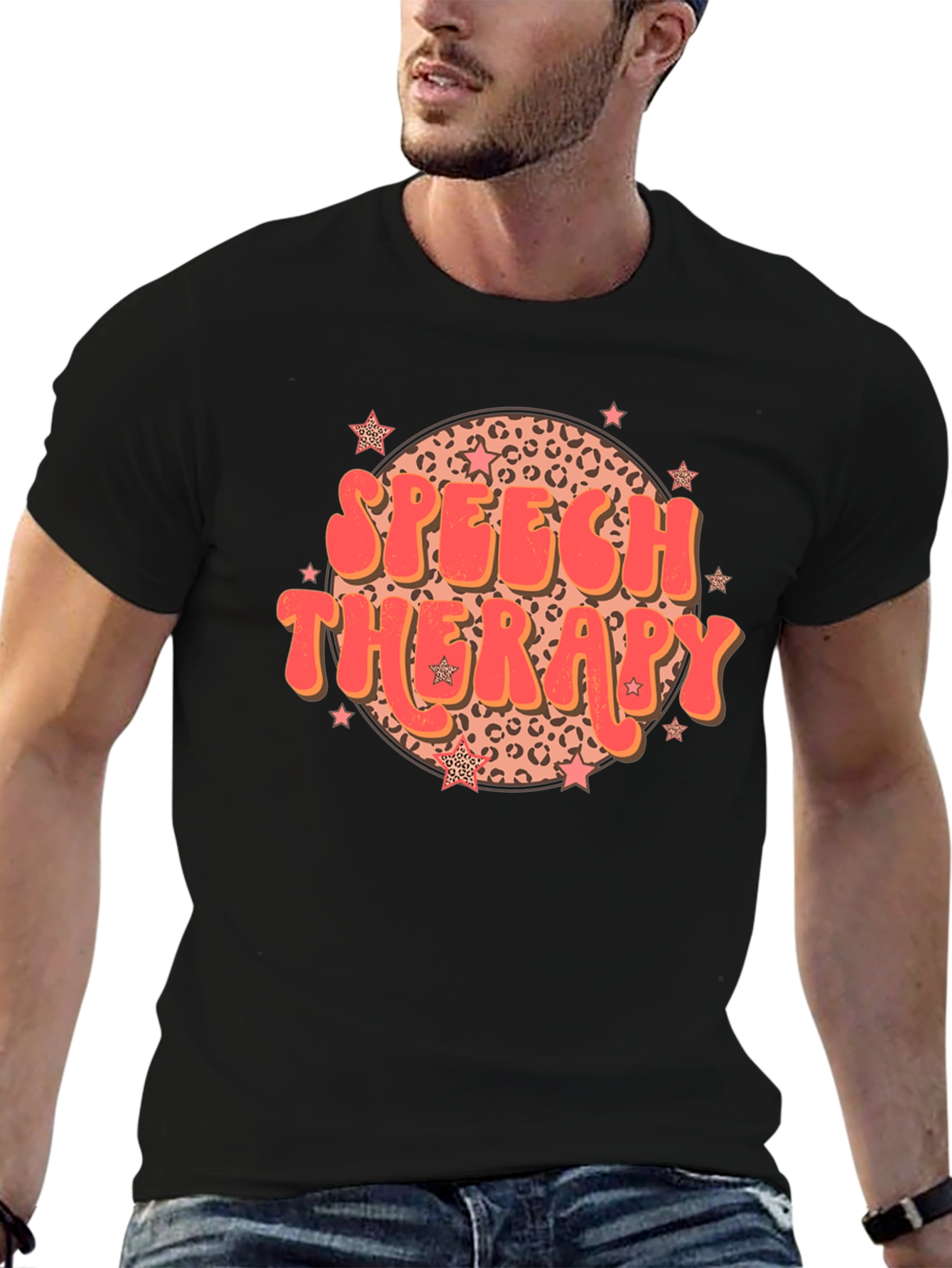 Speech Therapy Leopard Print Star T-Shirt
