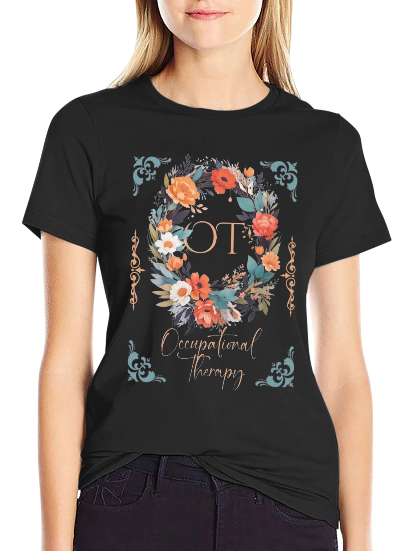 Occupational Therapy Floral Wreath Graphic Tee