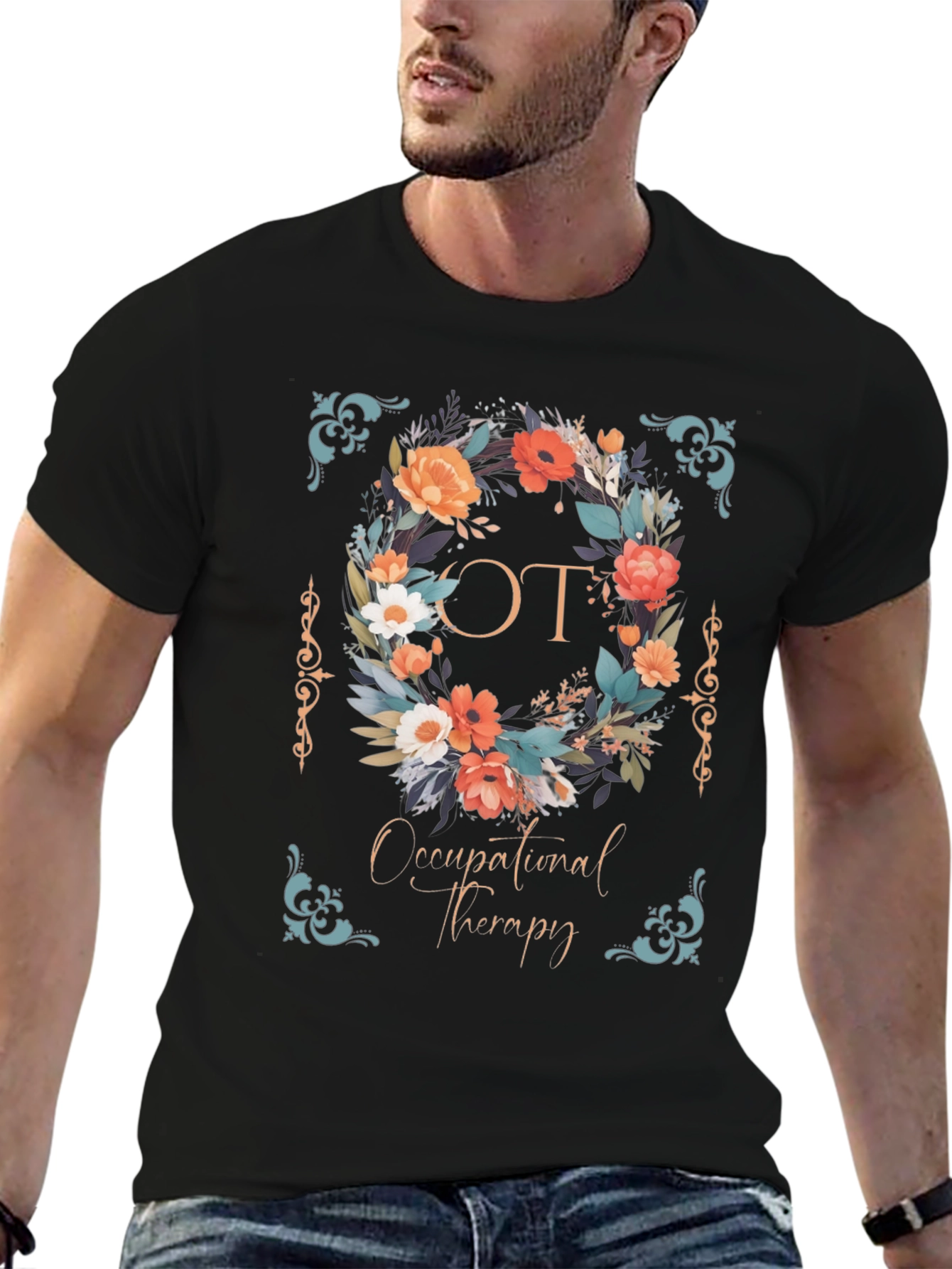 Occupational Therapy Floral Wreath Graphic Tee