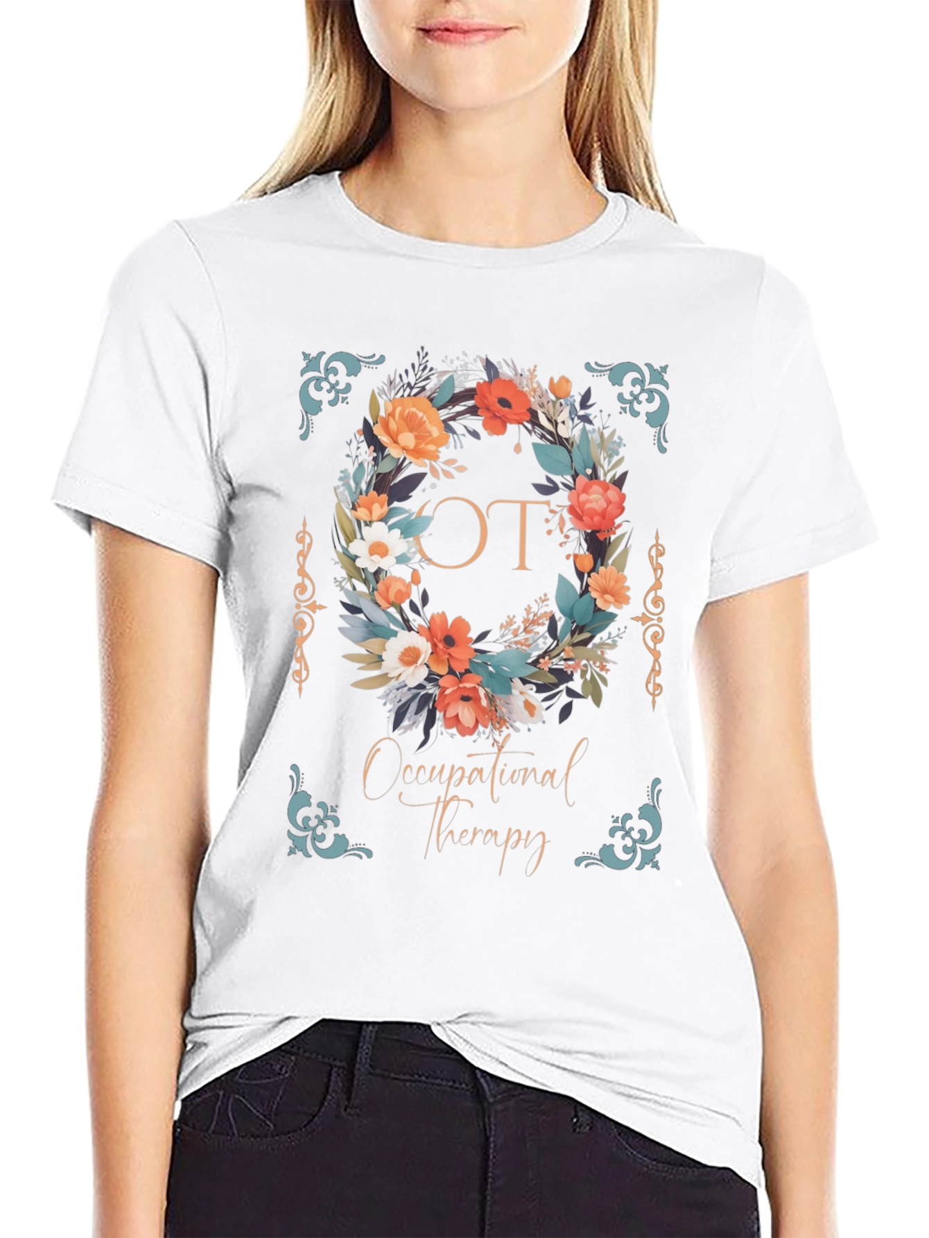 Occupational Therapy Floral Wreath Graphic Tee