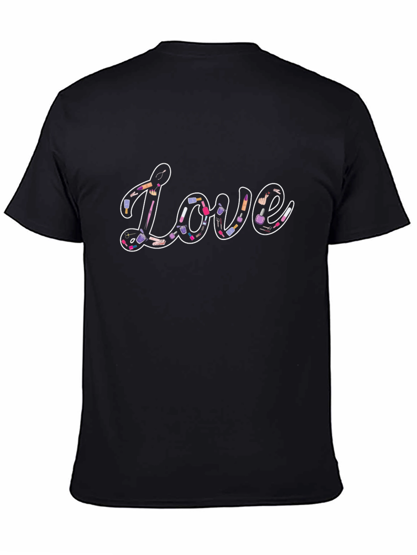 Love Makeup Design Black Tee Shirt