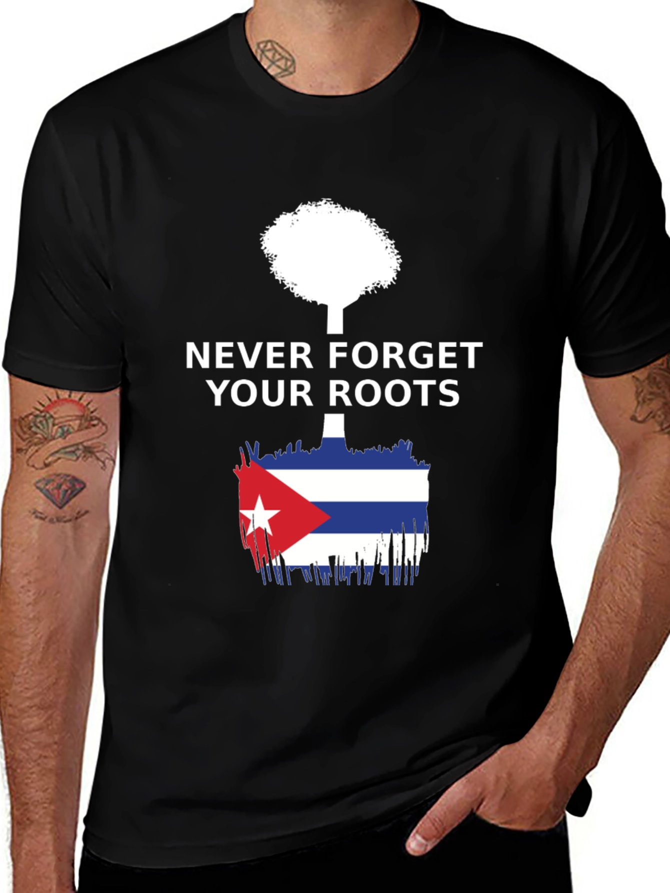 Never Forget Roots Cuba Flag Tree T-Shirt