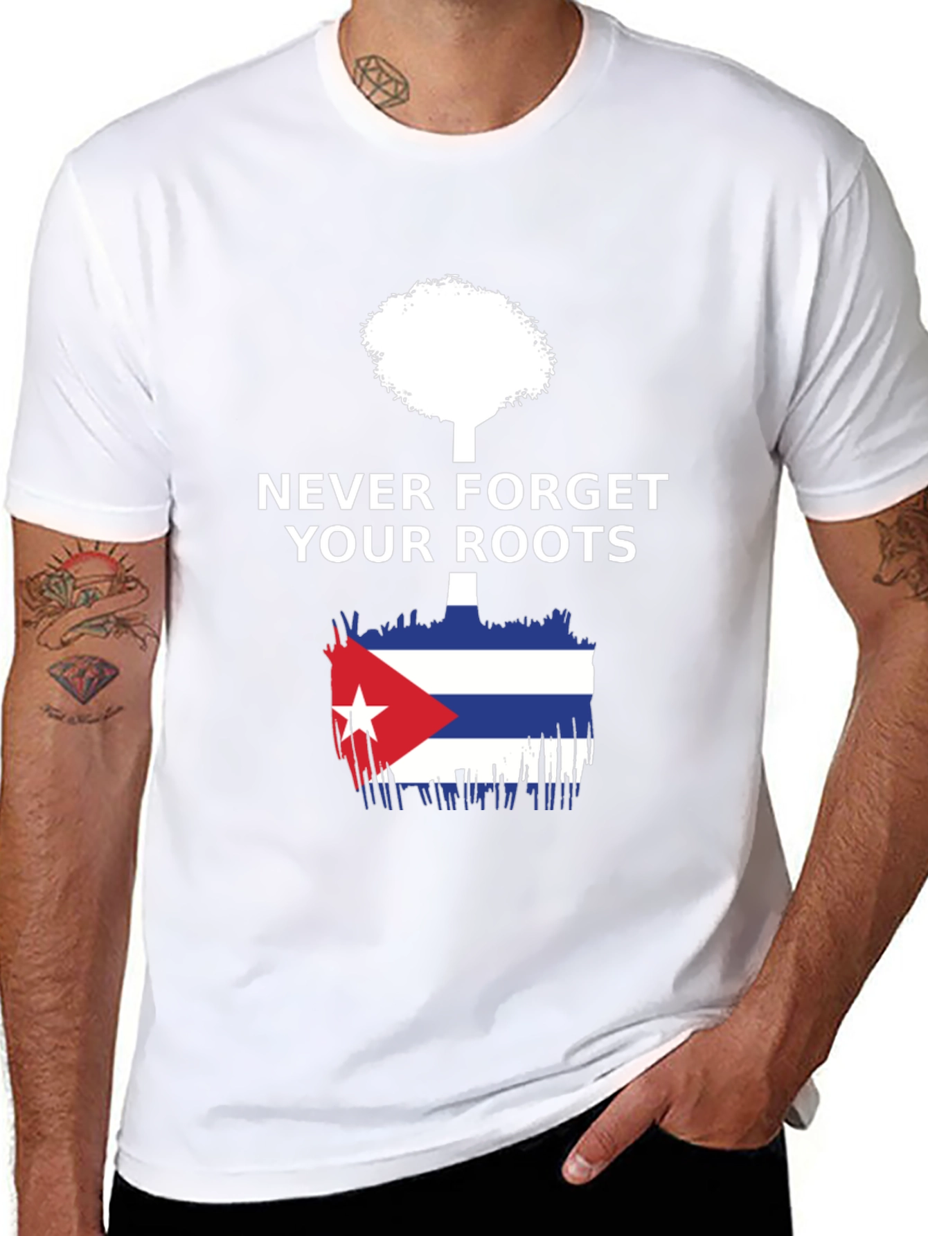 Never Forget Roots Cuba Flag Tree T-Shirt