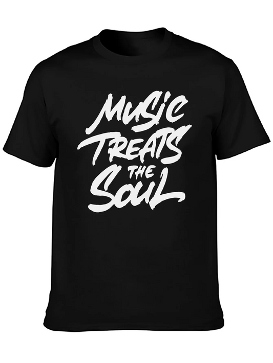 Music Treats the Soul Black Graphic T-Shirt