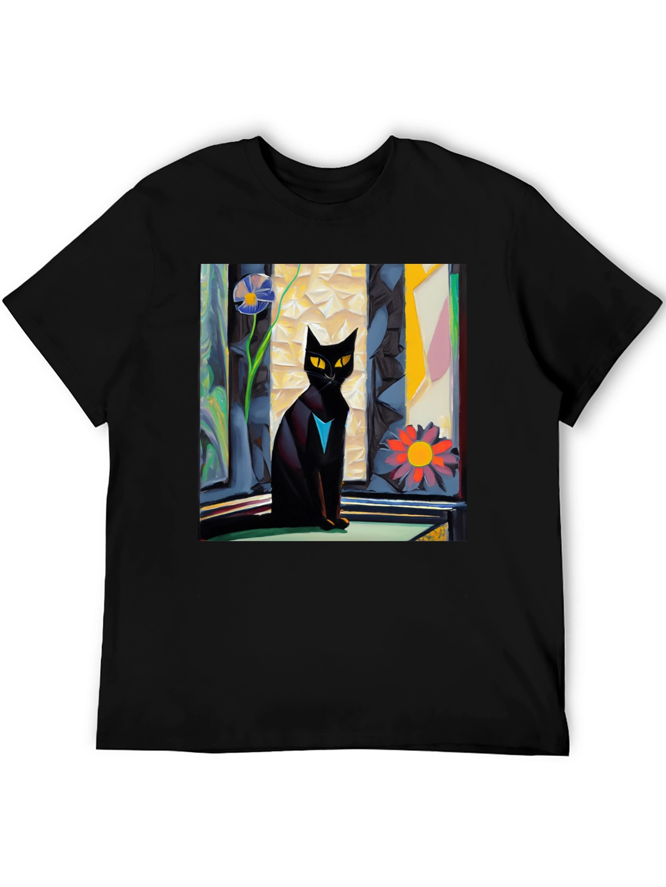 Artistic Cat Graphic Tee - Unique Design
