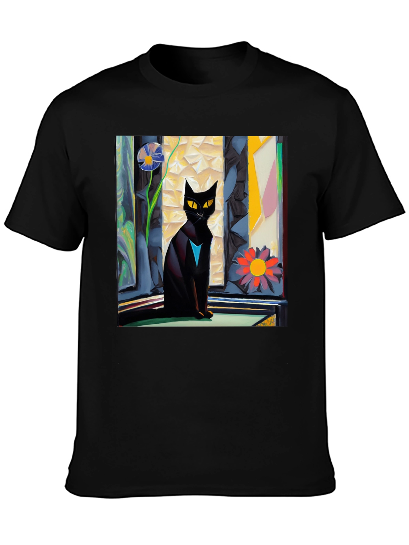 Artistic Cat Graphic Tee - Unique Design