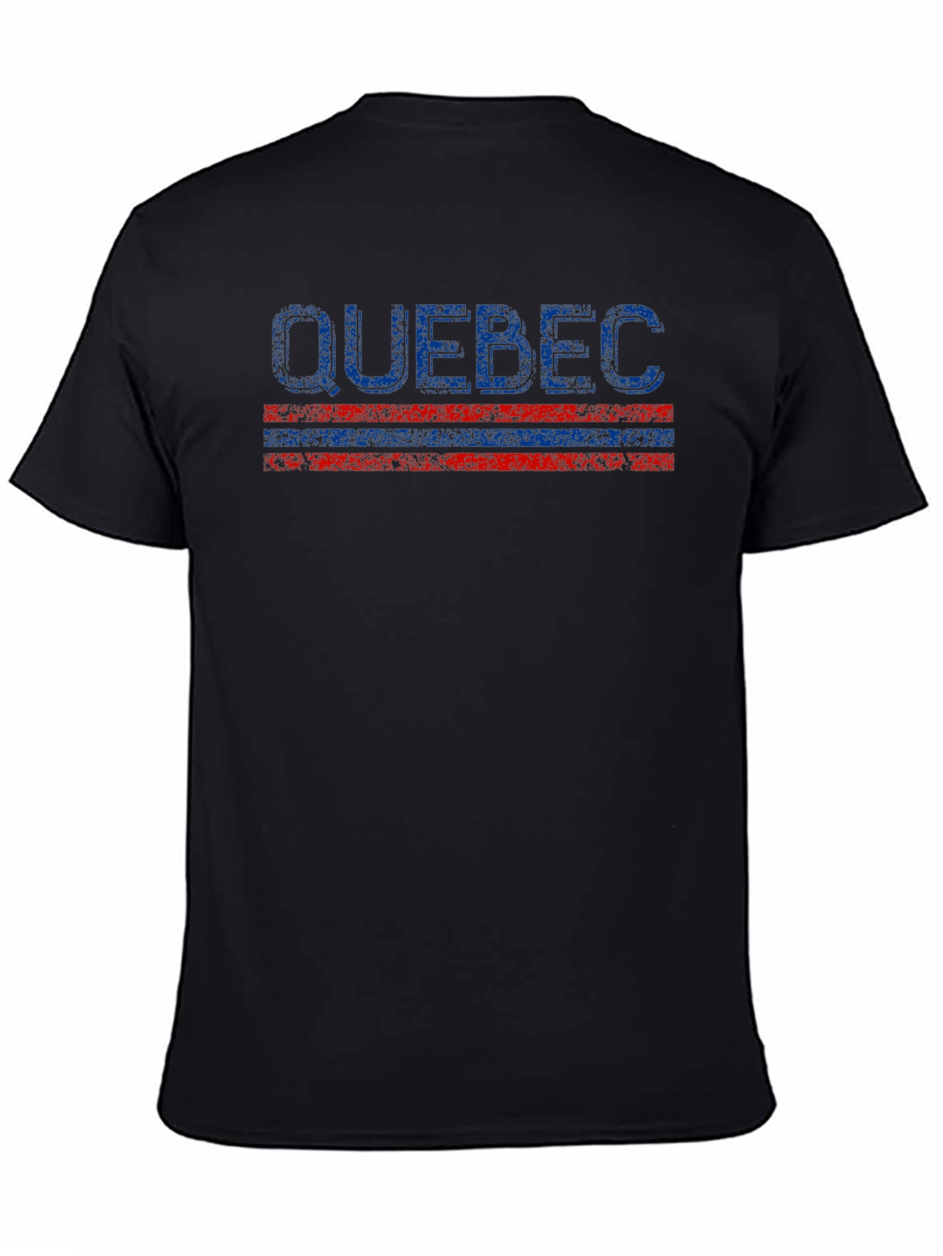Quebec Graphic Tee - Distressed Print Black Shirt
