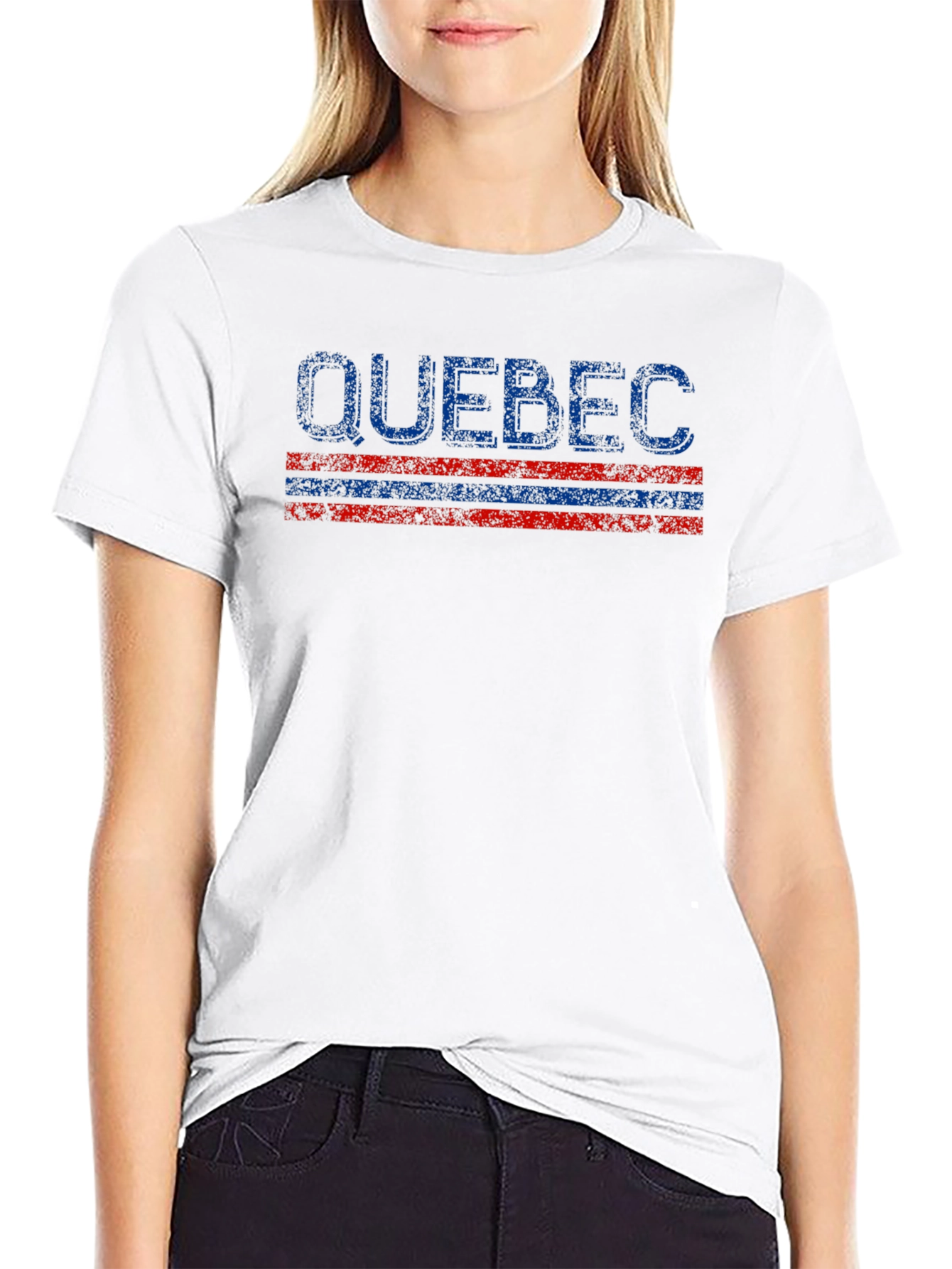 Quebec Graphic Tee - Distressed Print Black Shirt