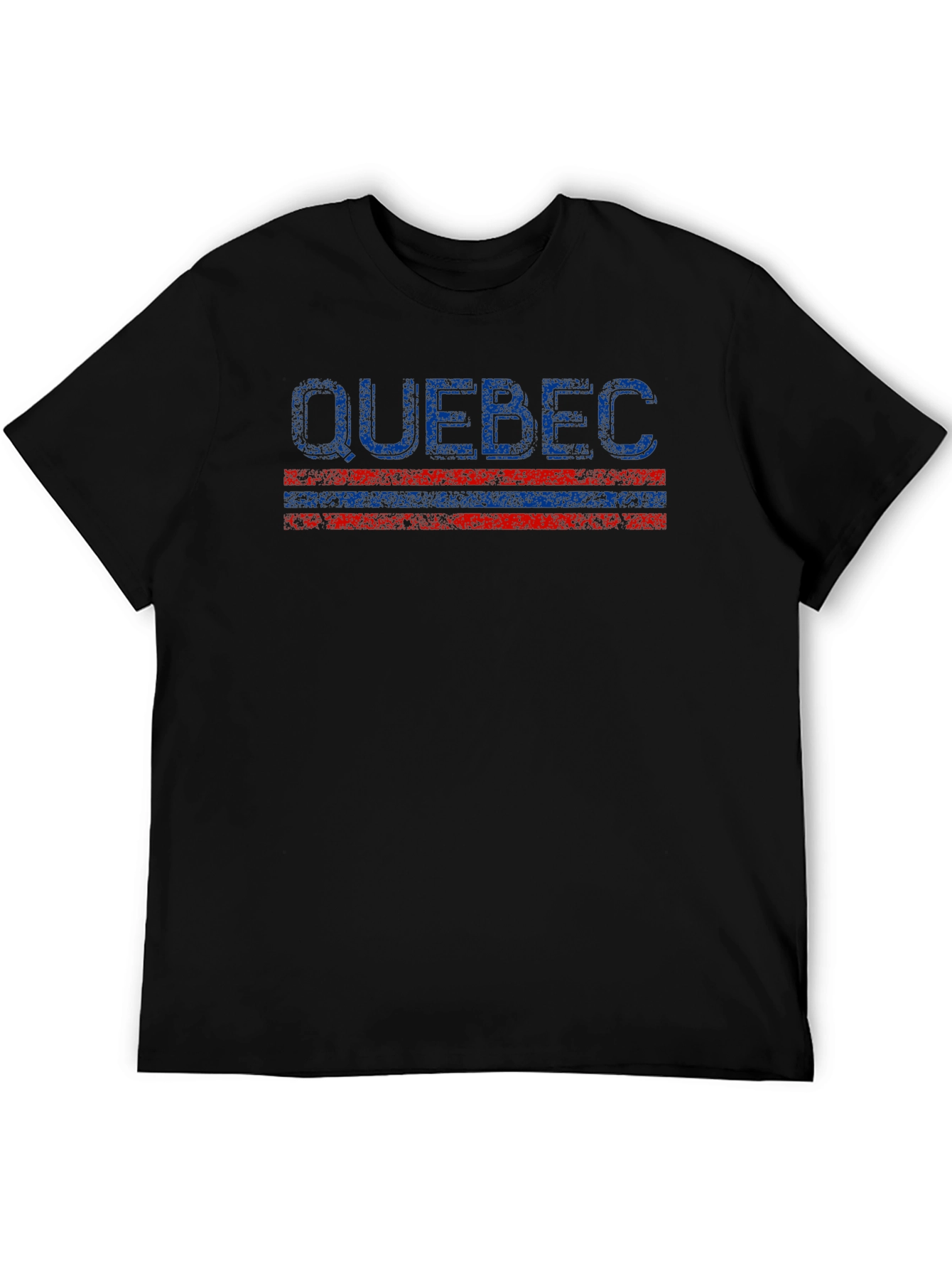 Quebec Graphic Tee - Distressed Print Black Shirt