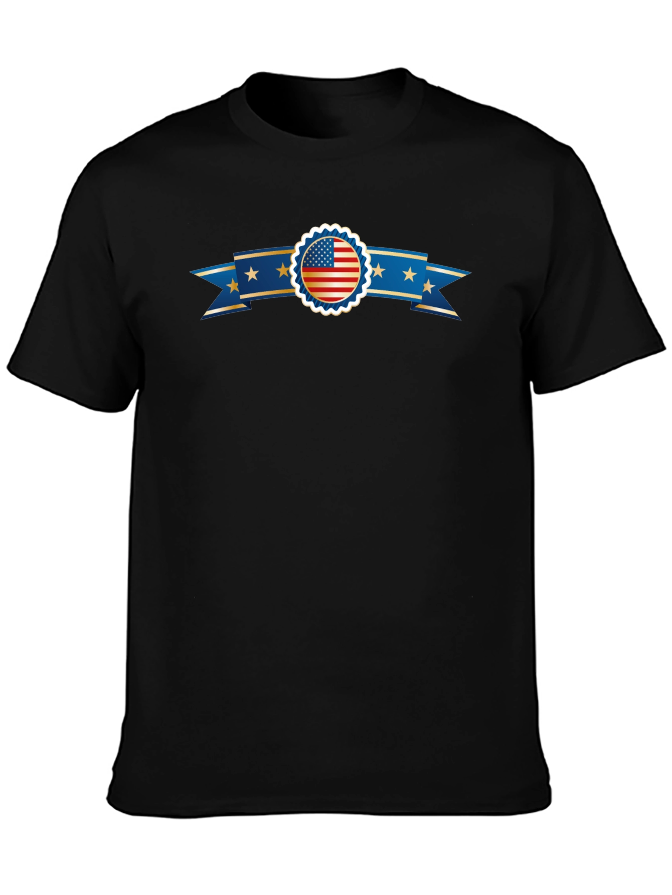 American Flag Ribbon Graphic Black T-Shirt