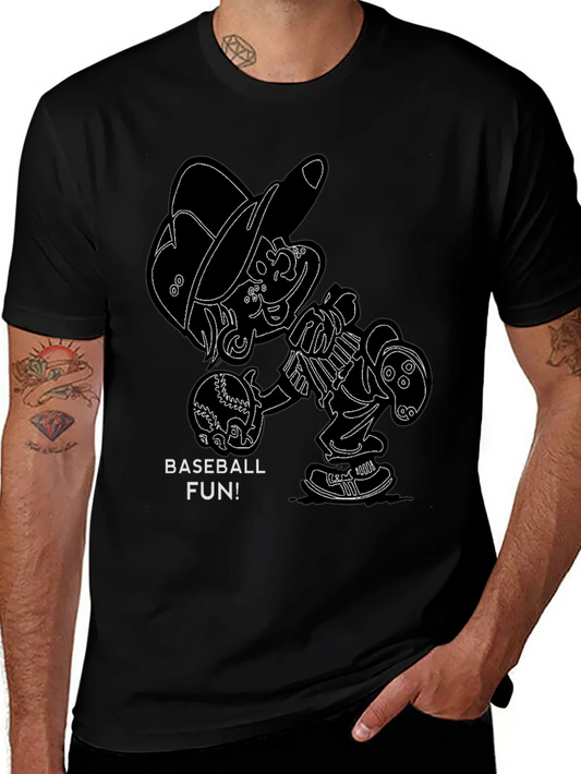 Baseball Fun Cartoon Graphic T-Shirt