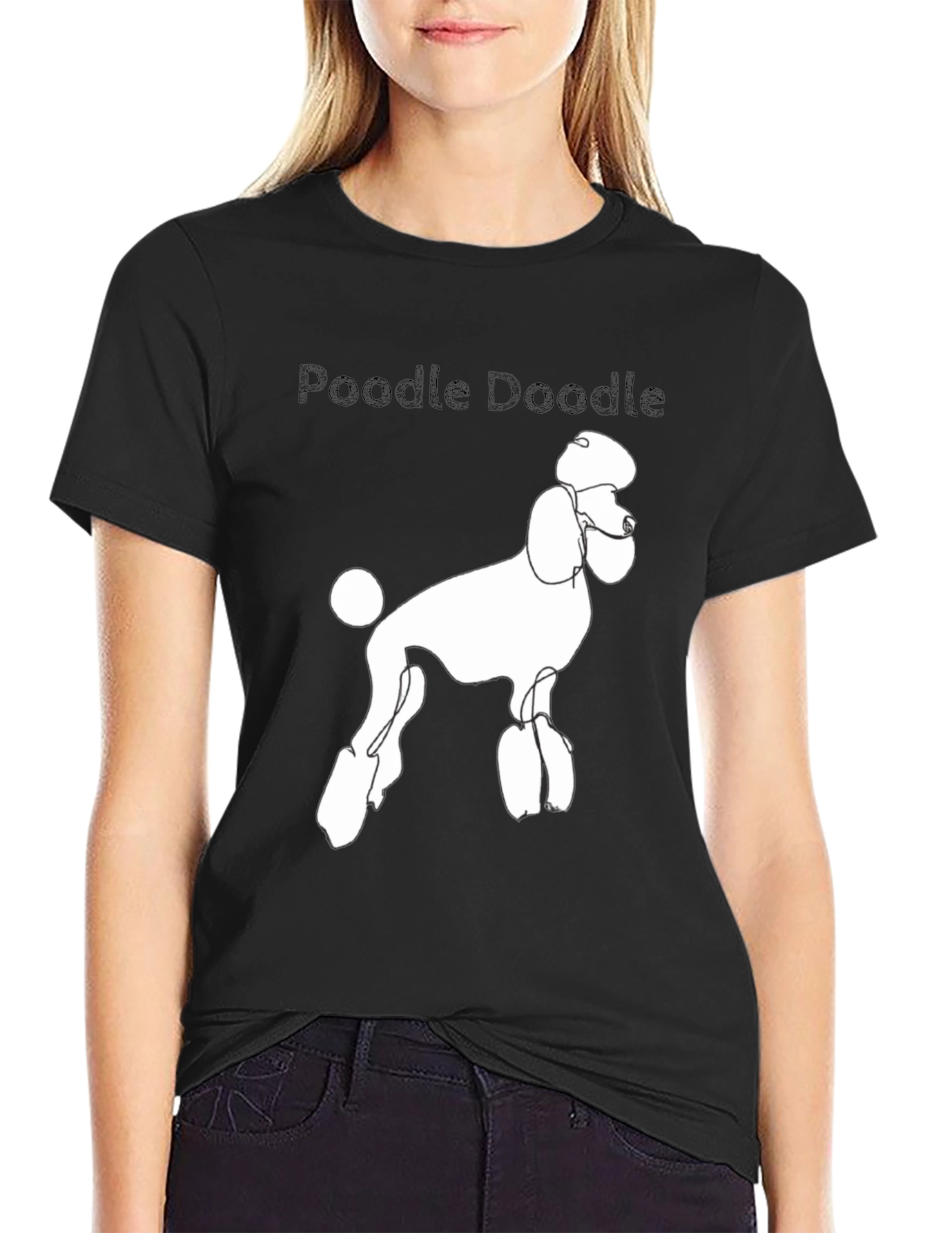 Poodle Doodle Graphic Tee - Black Cotton T-Shirt