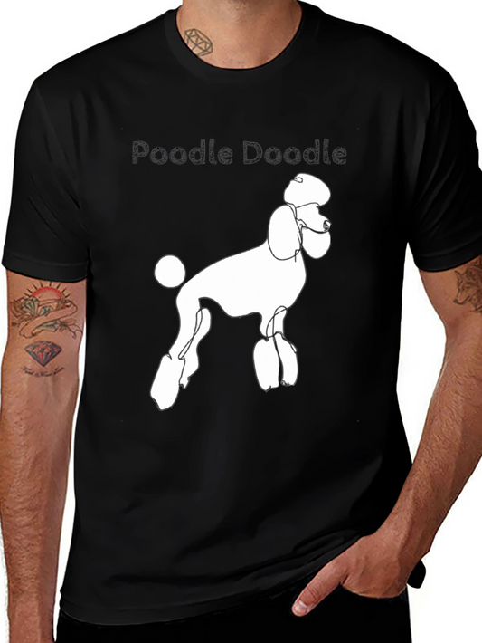 Poodle Doodle Graphic Tee - Black Cotton T-Shirt
