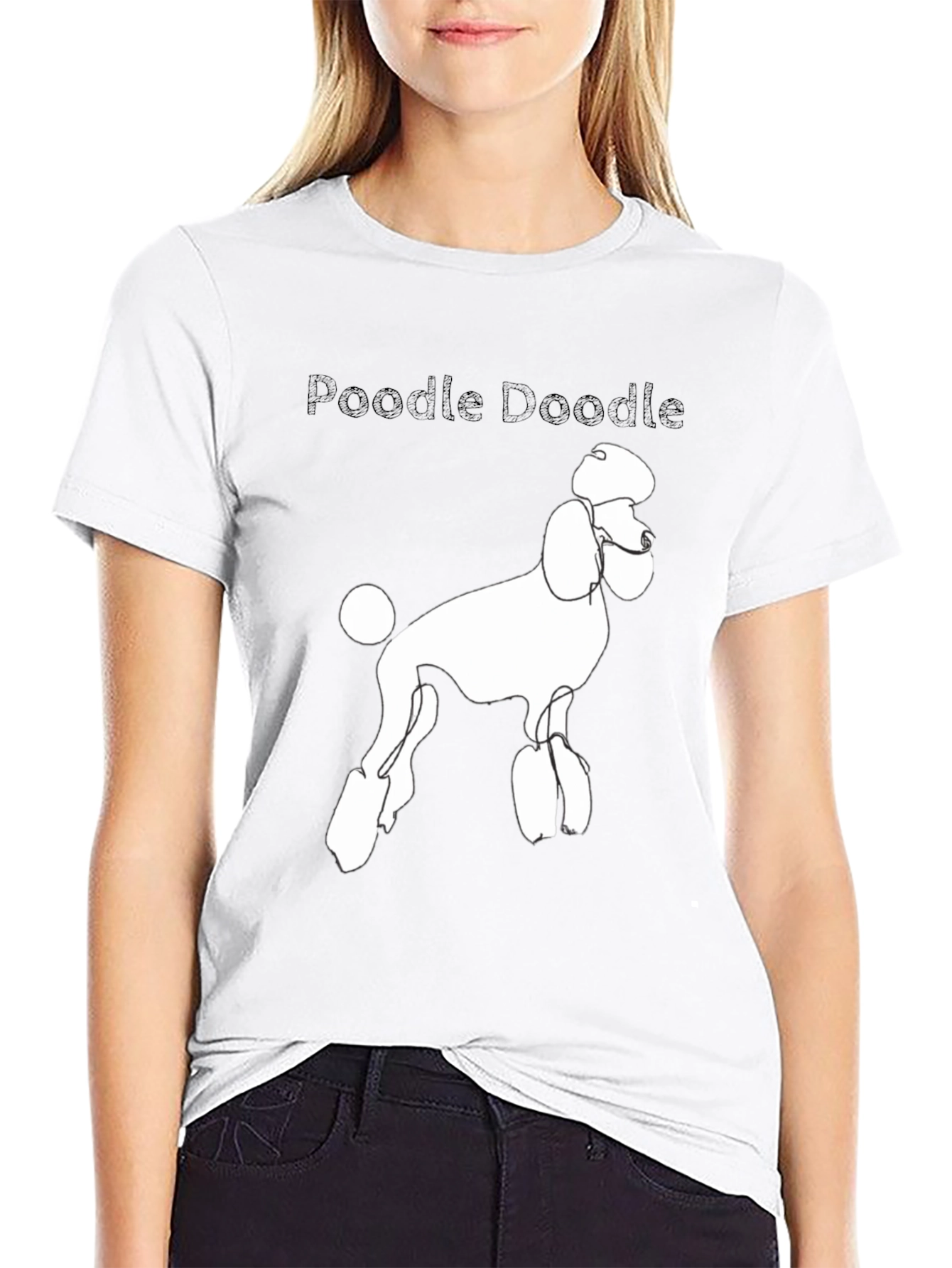 Poodle Doodle Graphic Tee - Black Cotton T-Shirt