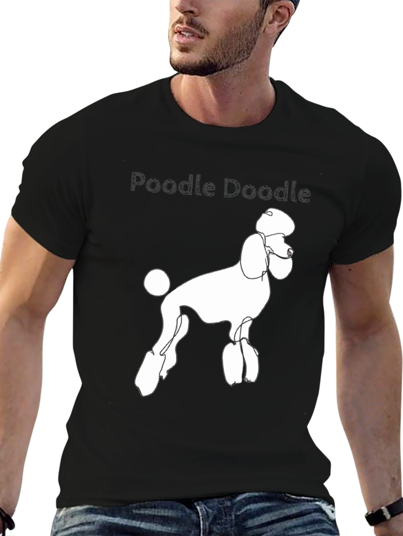 Poodle Doodle Graphic Tee - Black Cotton T-Shirt