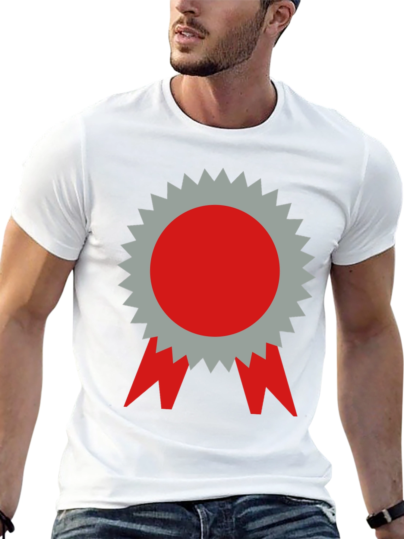Graphic Tee - Red & Gray Award Ribbon Design