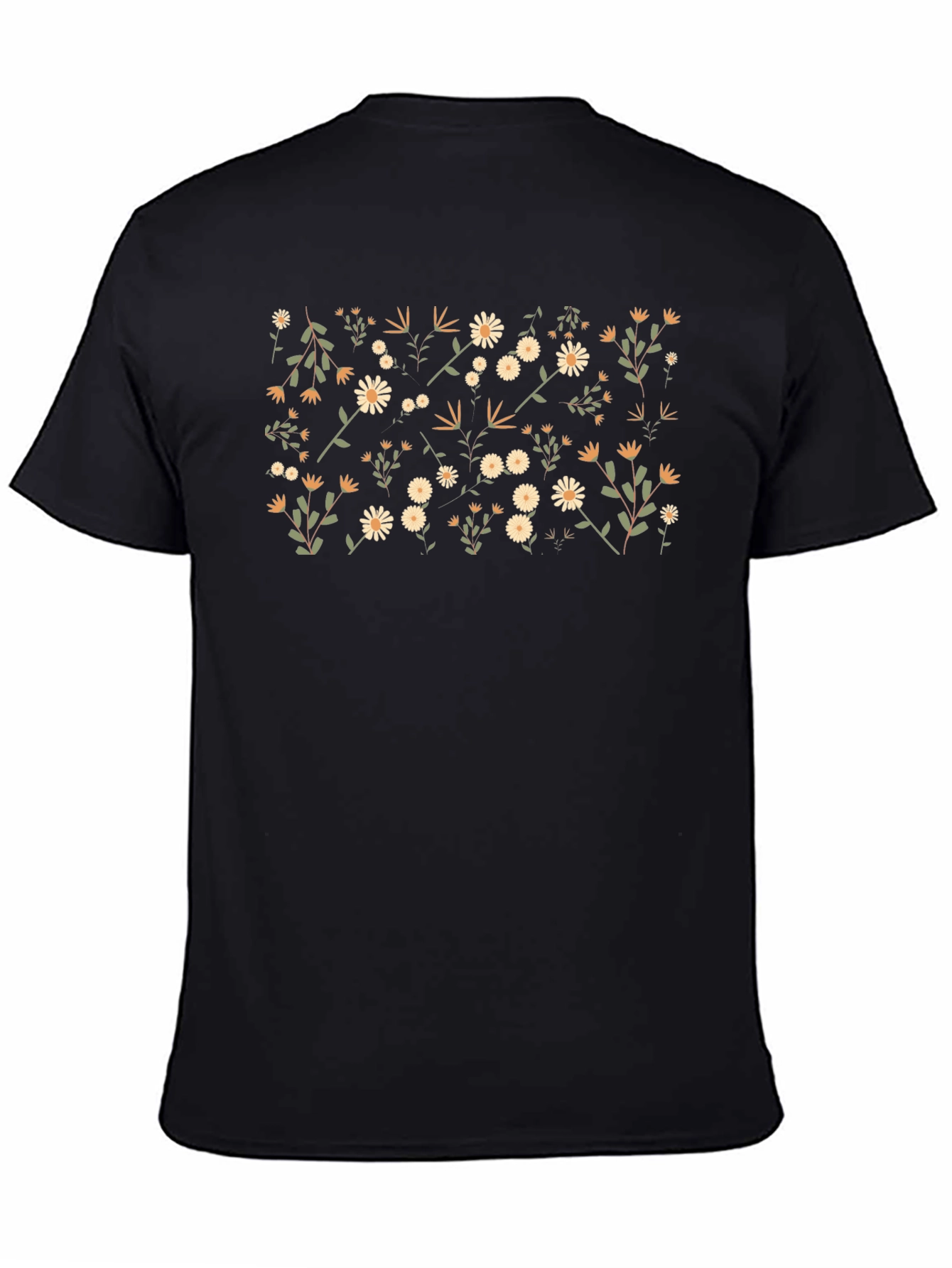 Floral Print T-Shirt - Trendy Black Tee
