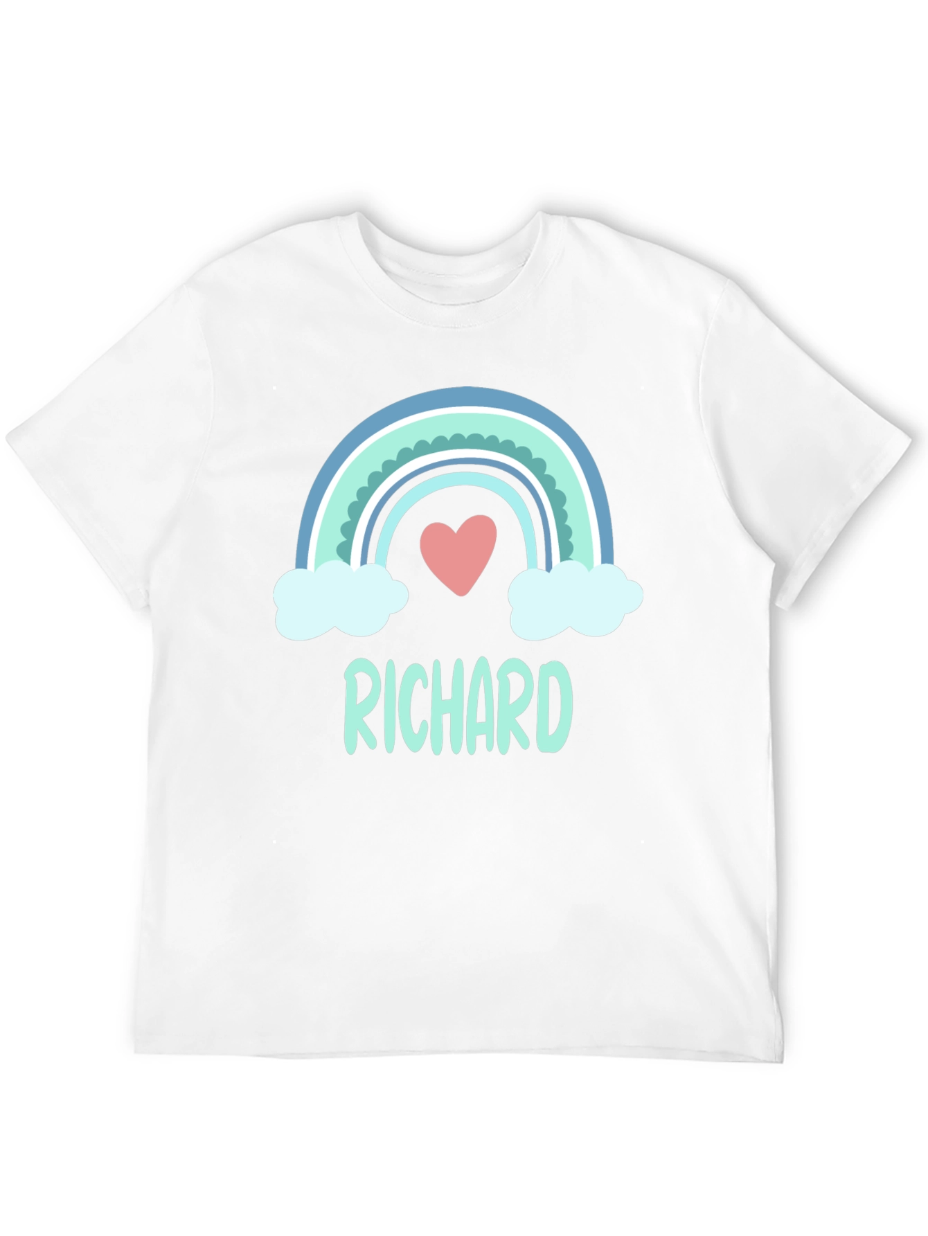 Personalized Richard Rainbow Heart Graphic T-Shirt