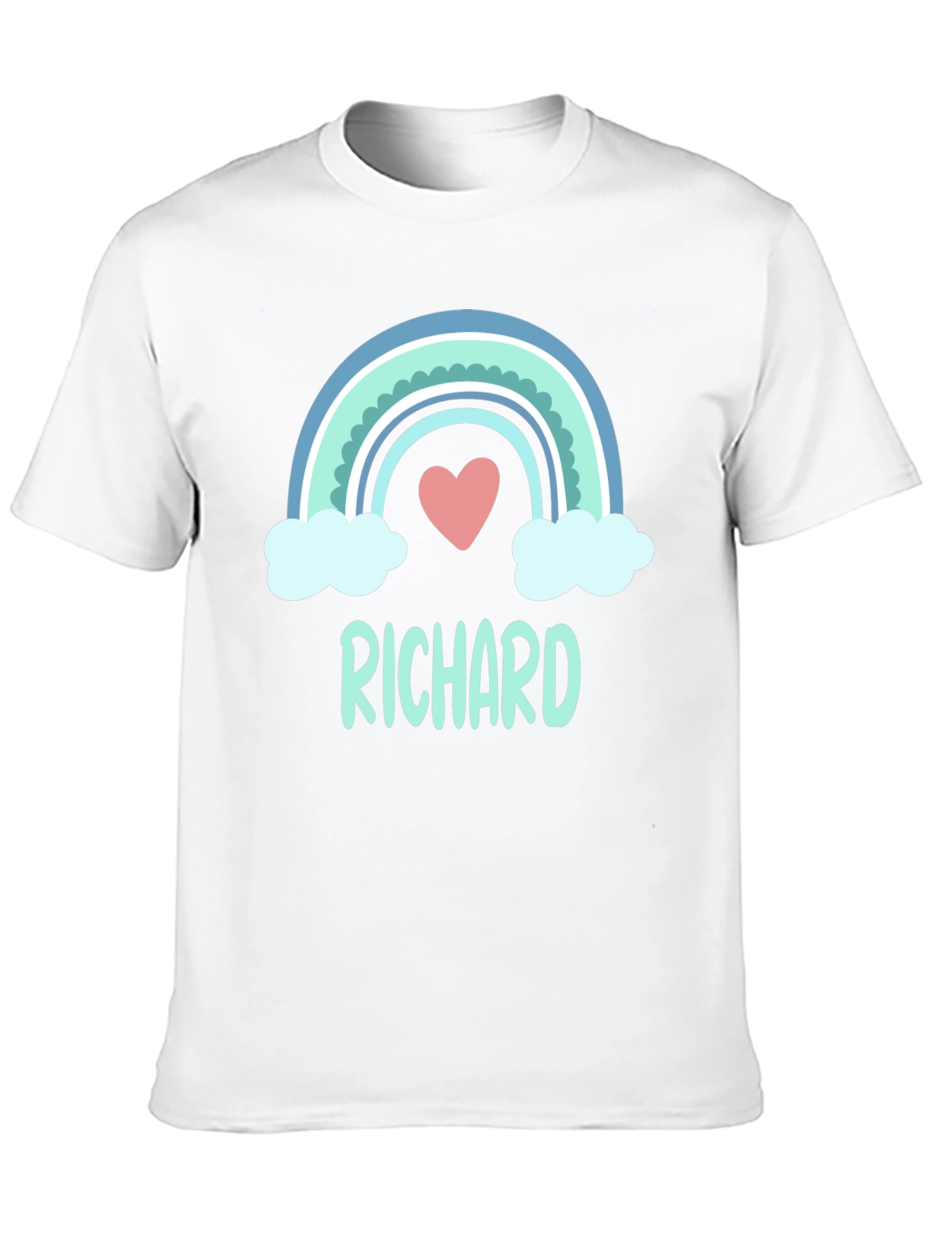 Personalized Richard Rainbow Heart Graphic T-Shirt
