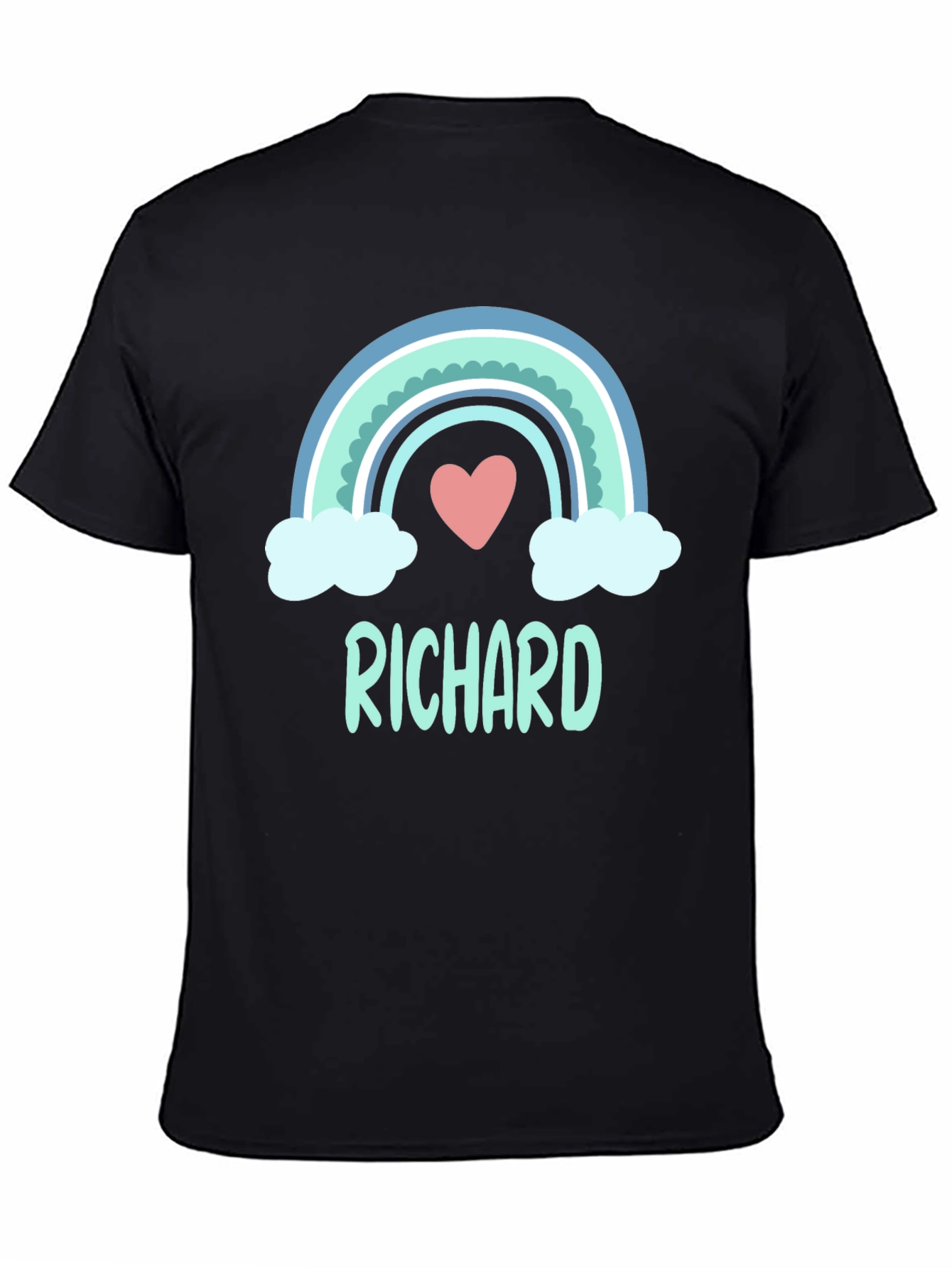 Personalized Richard Rainbow Heart Graphic T-Shirt
