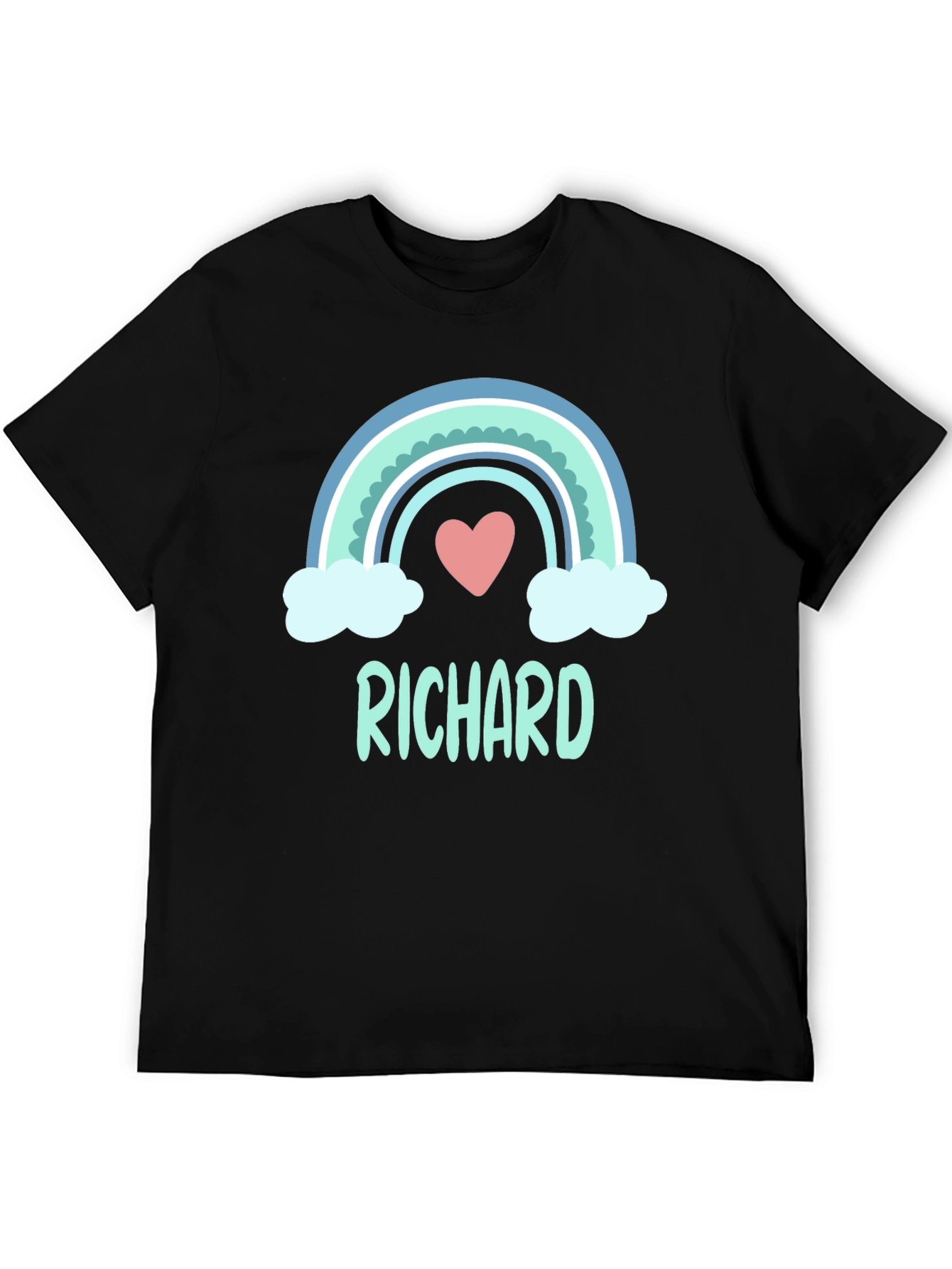 Personalized Richard Rainbow Heart Graphic T-Shirt