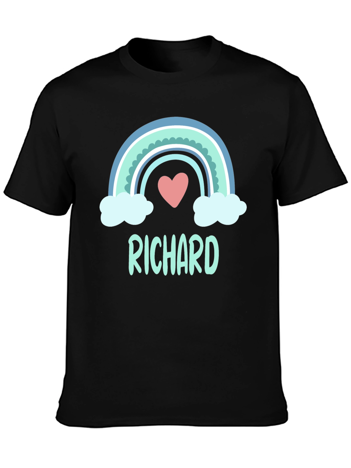 Personalized Richard Rainbow Heart Graphic T-Shirt