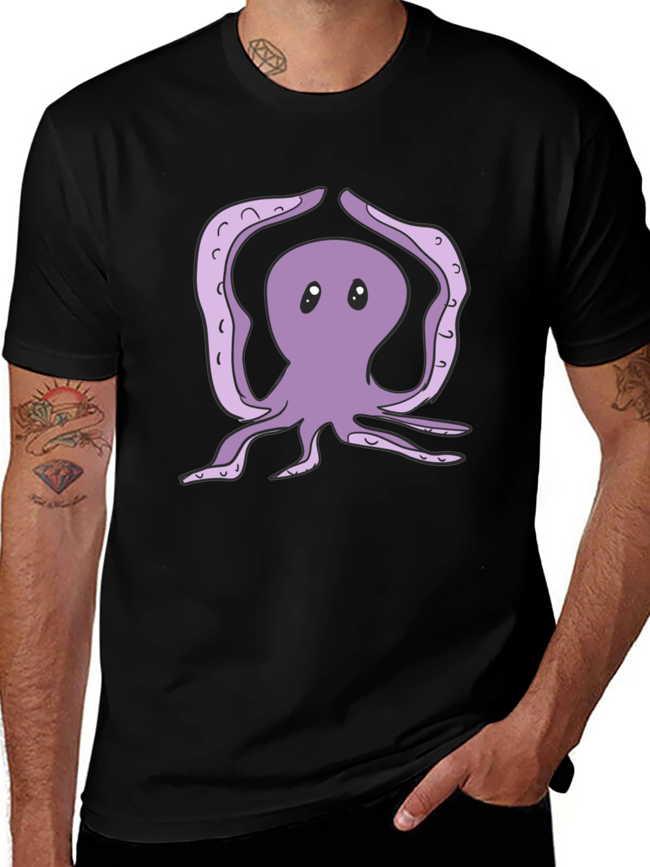 Yoga Octopus Graphic Tee - Black Cotton T-Shirt