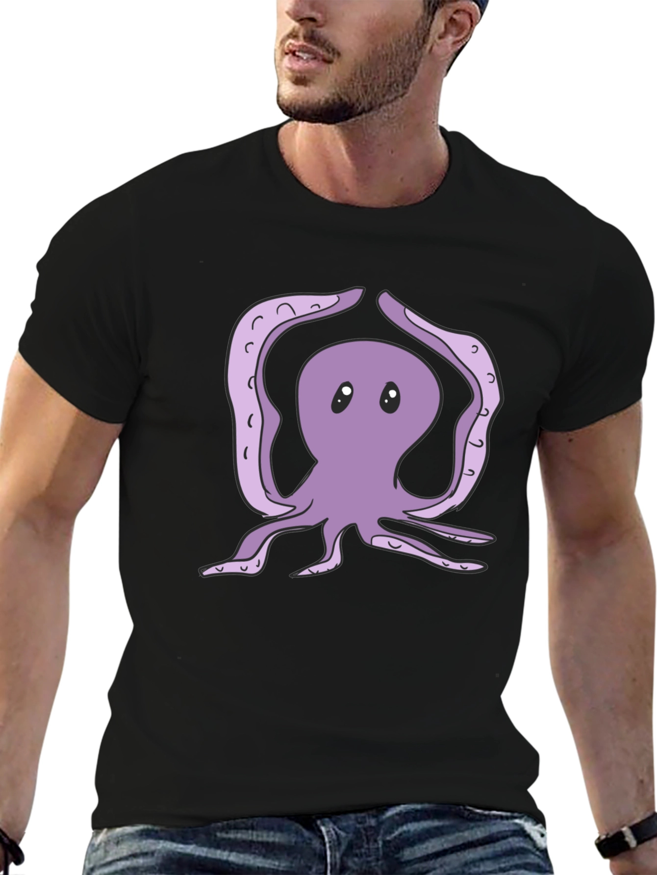 Yoga Octopus Graphic Tee - Black Cotton T-Shirt