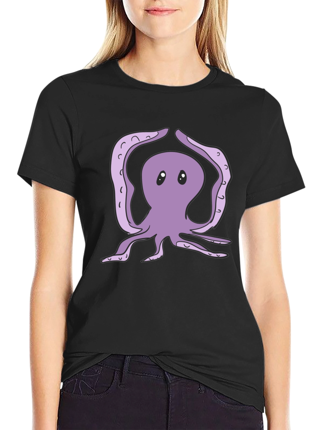 Yoga Octopus Graphic Tee - Black Cotton T-Shirt