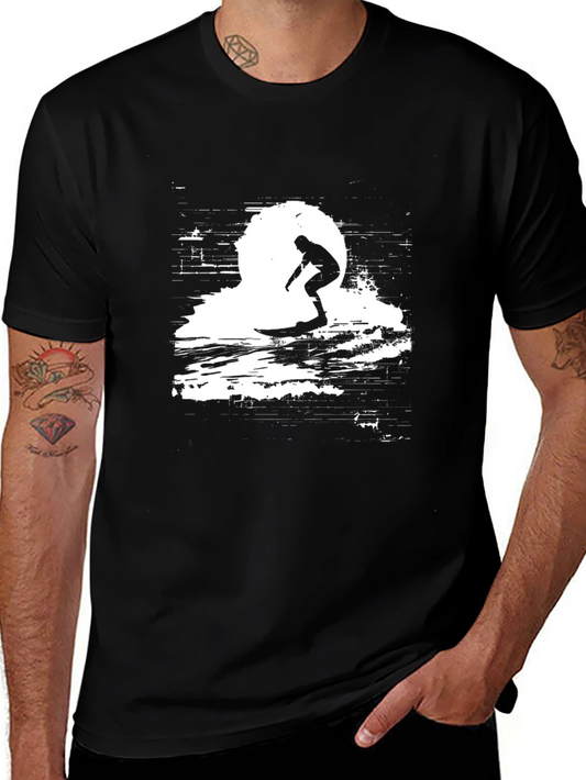 Surfing Silhouette Black T-Shirt