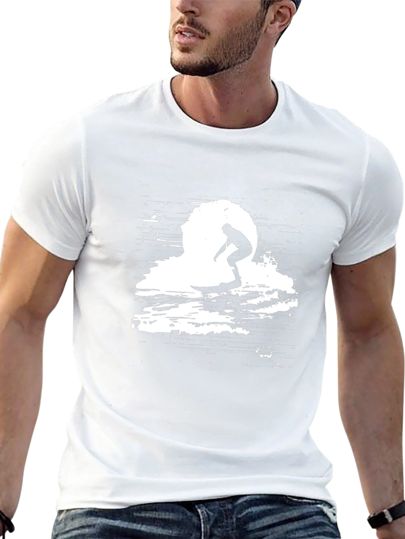 Surfing Silhouette Black T-Shirt