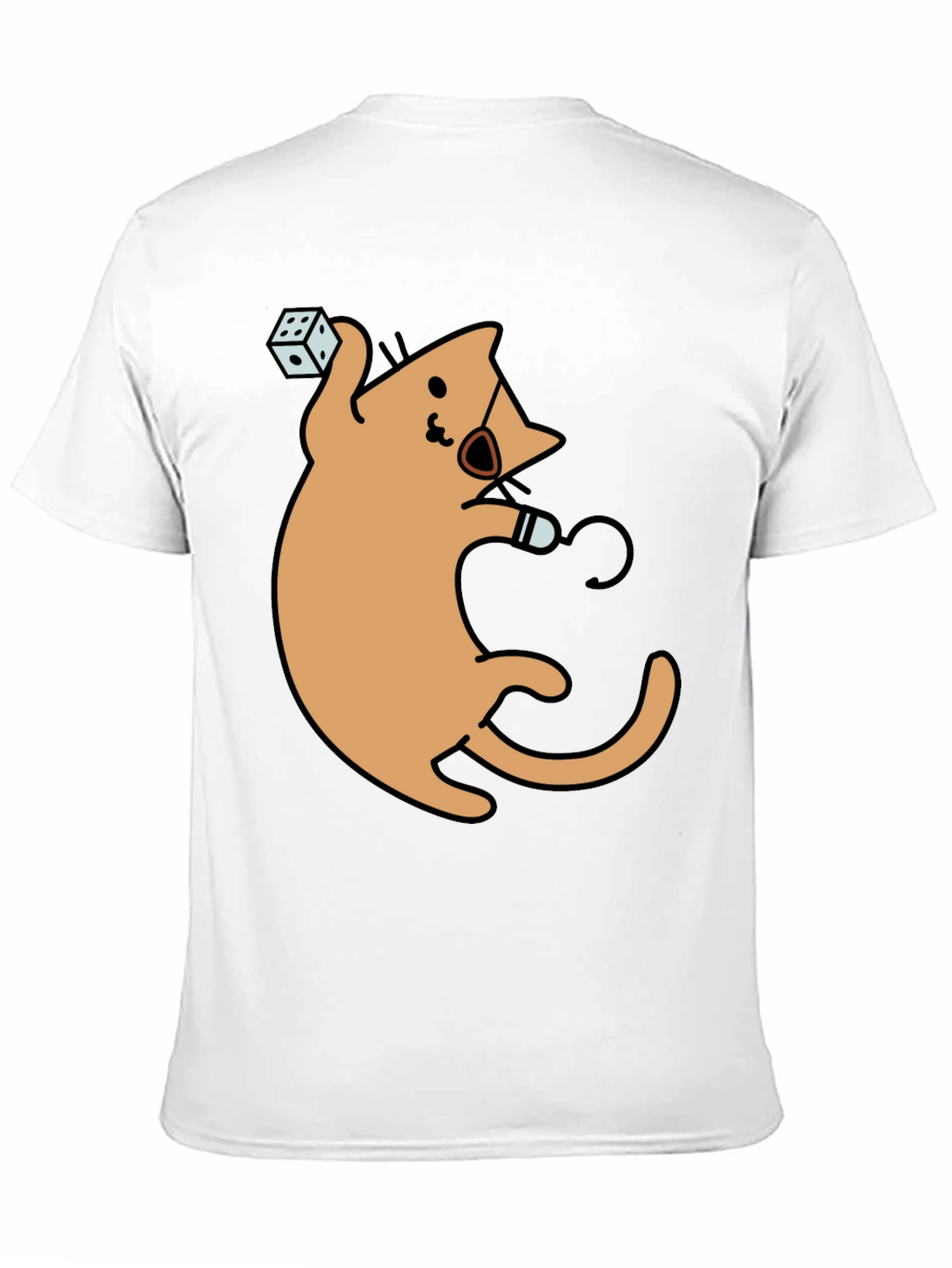 Dice Cat Graphic Tee - Black Cotton Shirt
