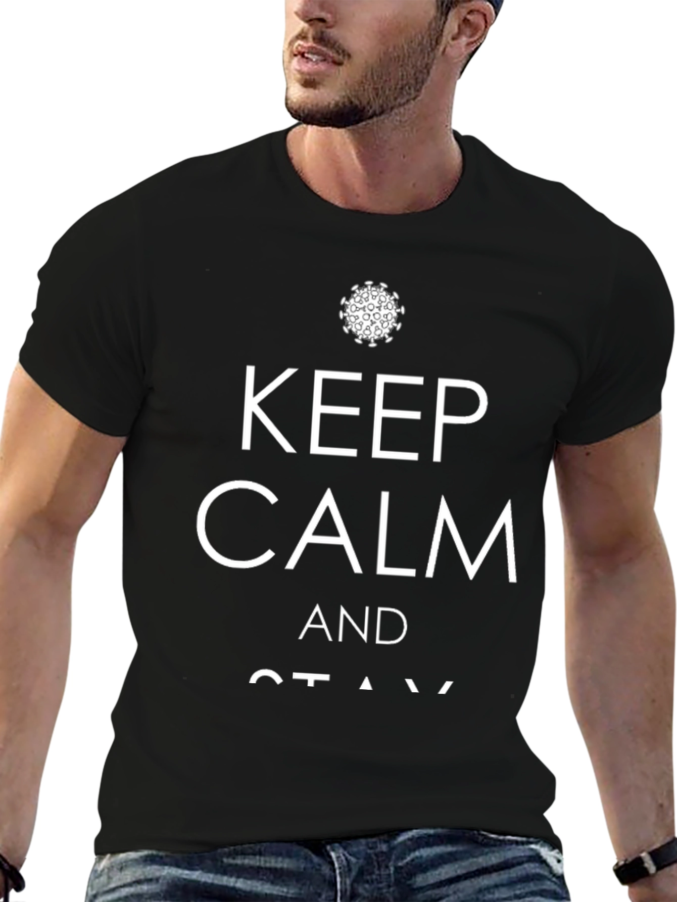 Keep Calm Stay Safe Graphic T-Shirt - Black