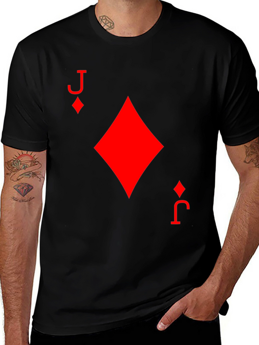 Jack of Diamonds T-Shirt - Black Tee Red Card Suit