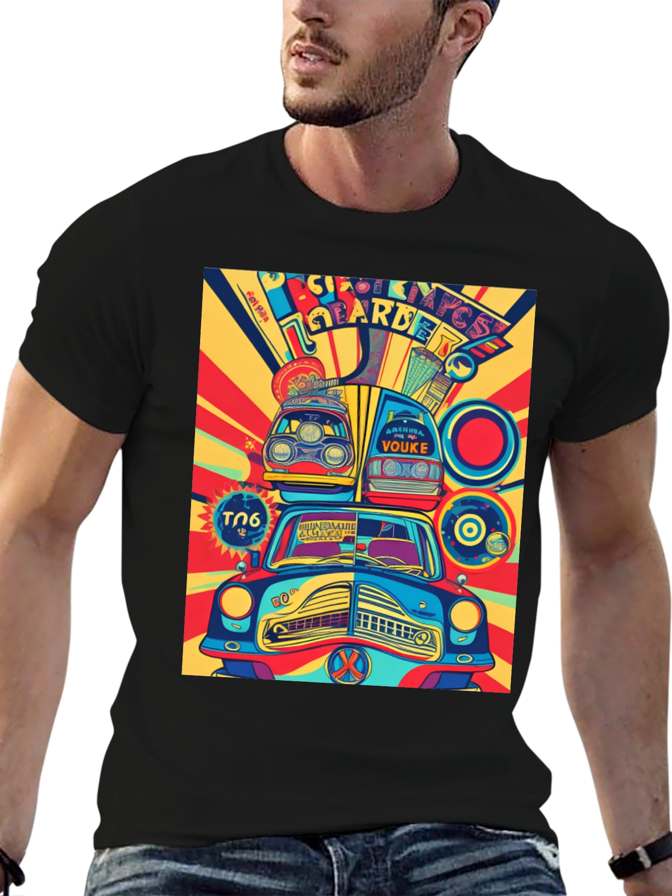 Retro Car Art Graphic Tee