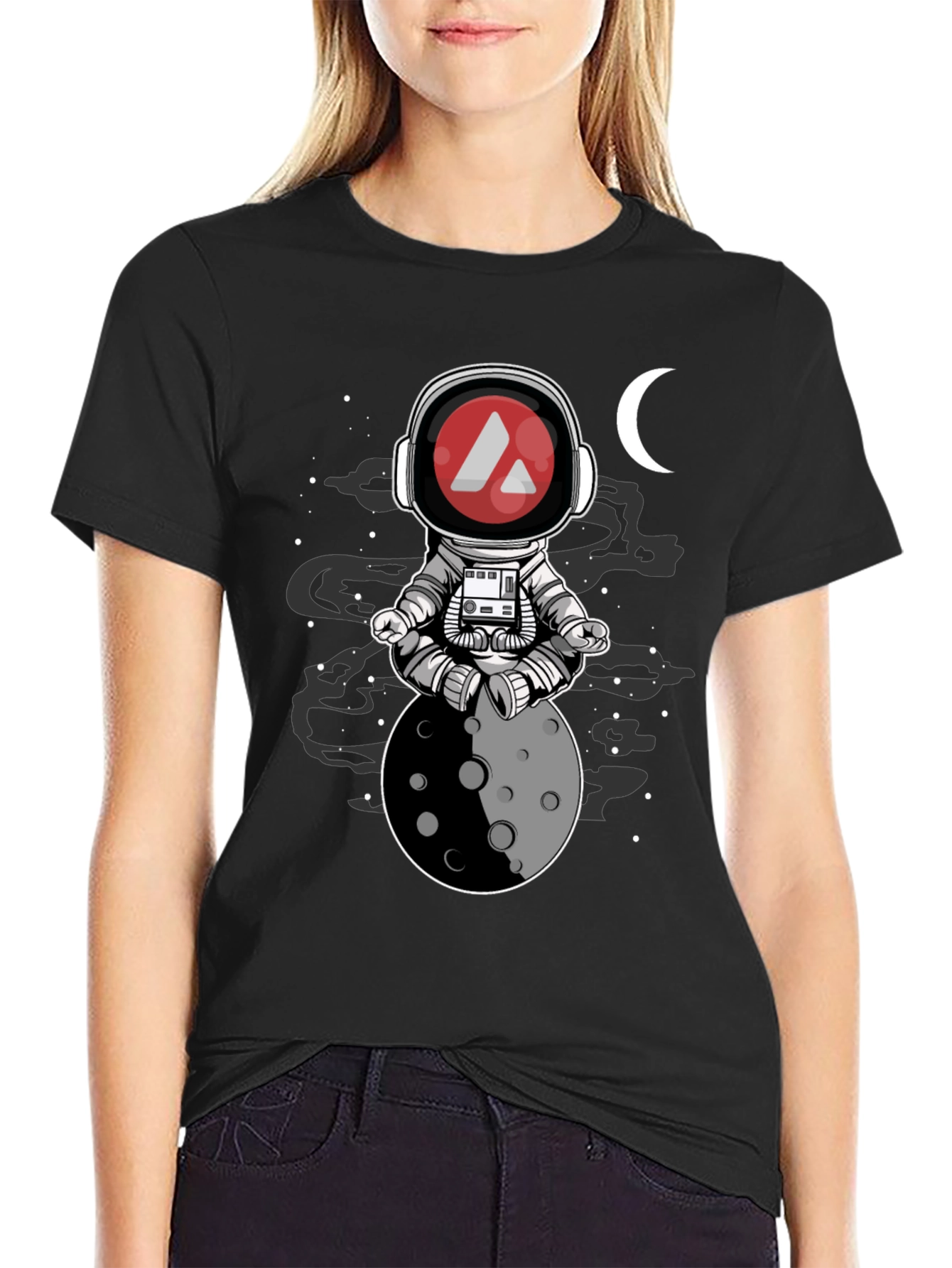 Astronaut Moon Meditation T-Shirt - Crypto Style