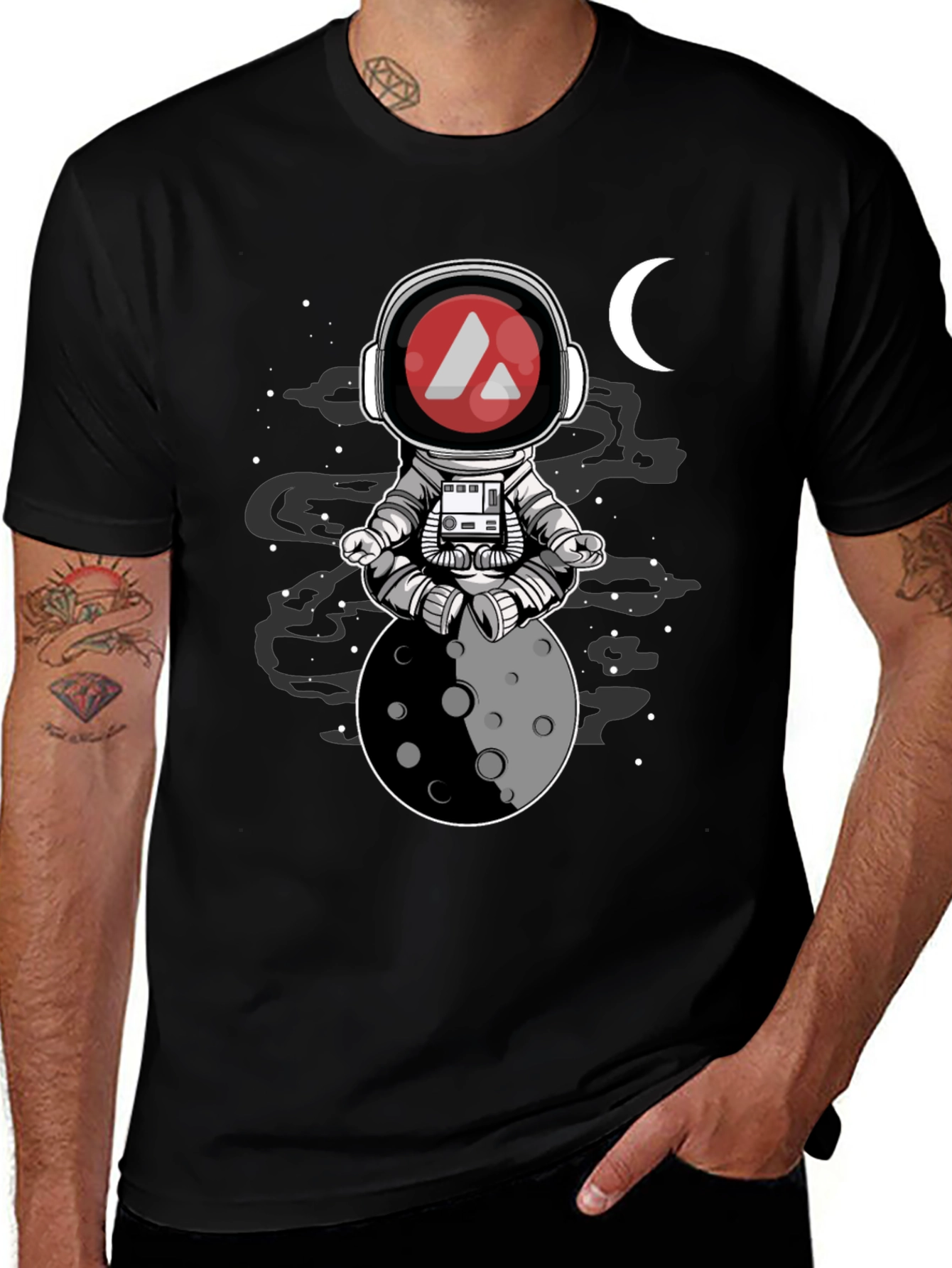 Astronaut Moon Meditation T-Shirt - Crypto Style