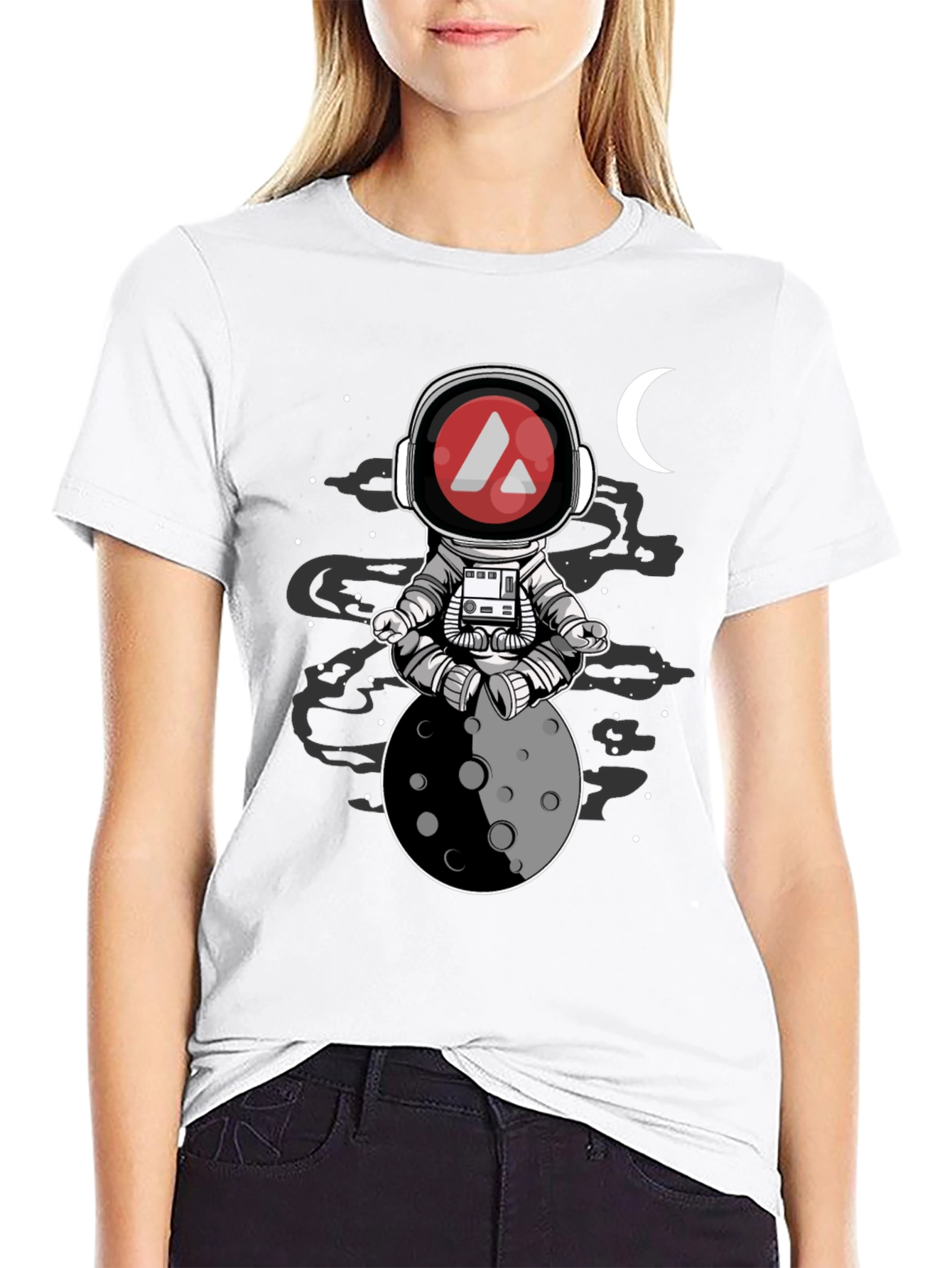Astronaut Moon Meditation T-Shirt - Crypto Style
