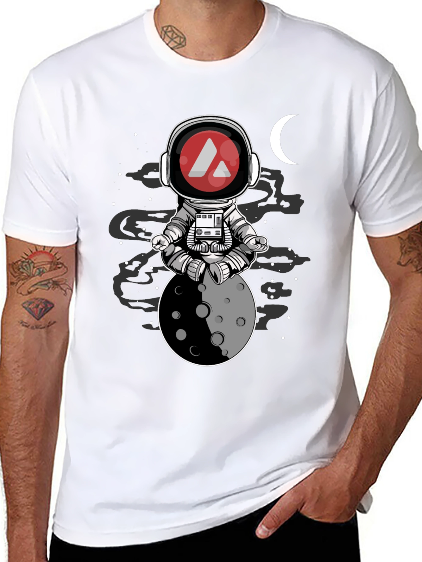 Astronaut Moon Meditation T-Shirt - Crypto Style
