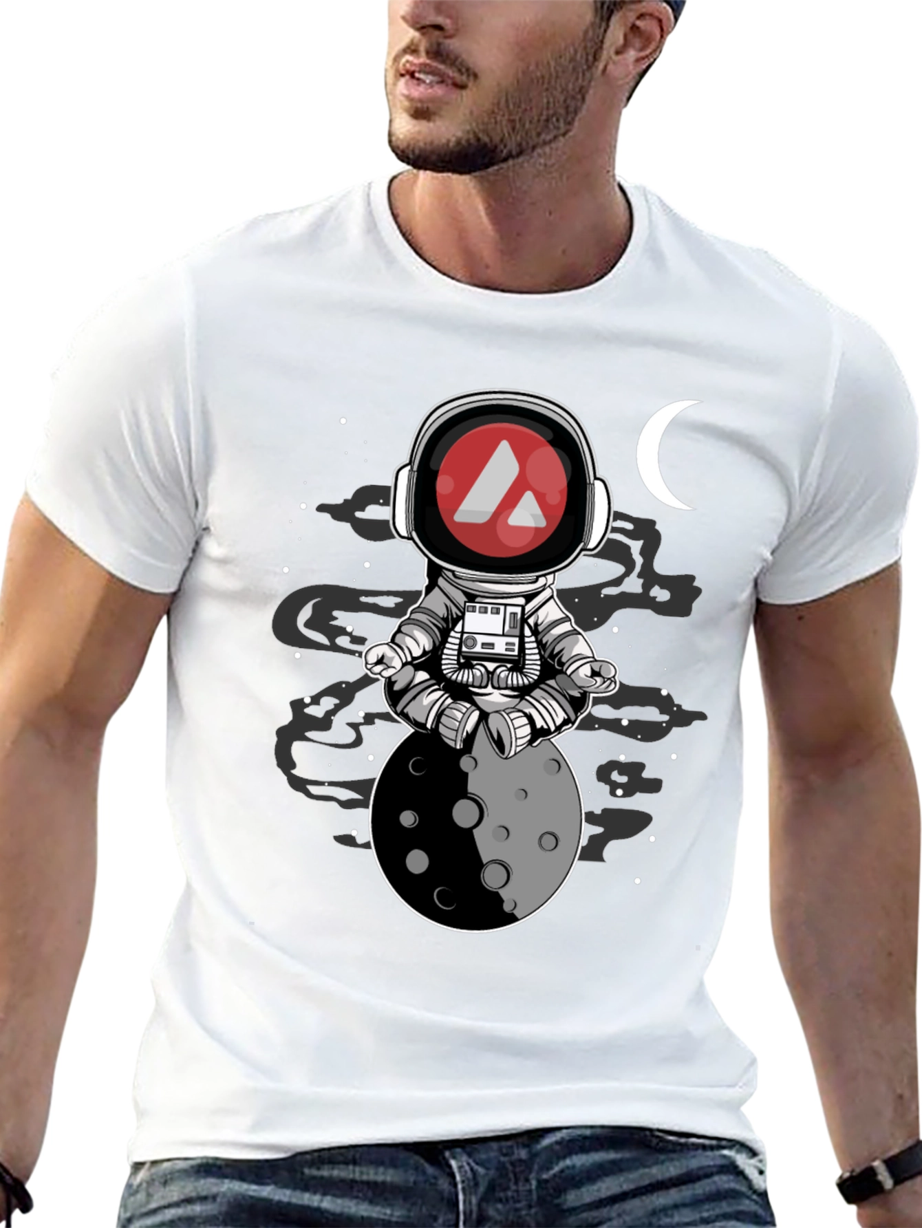 Astronaut Moon Meditation T-Shirt - Crypto Style