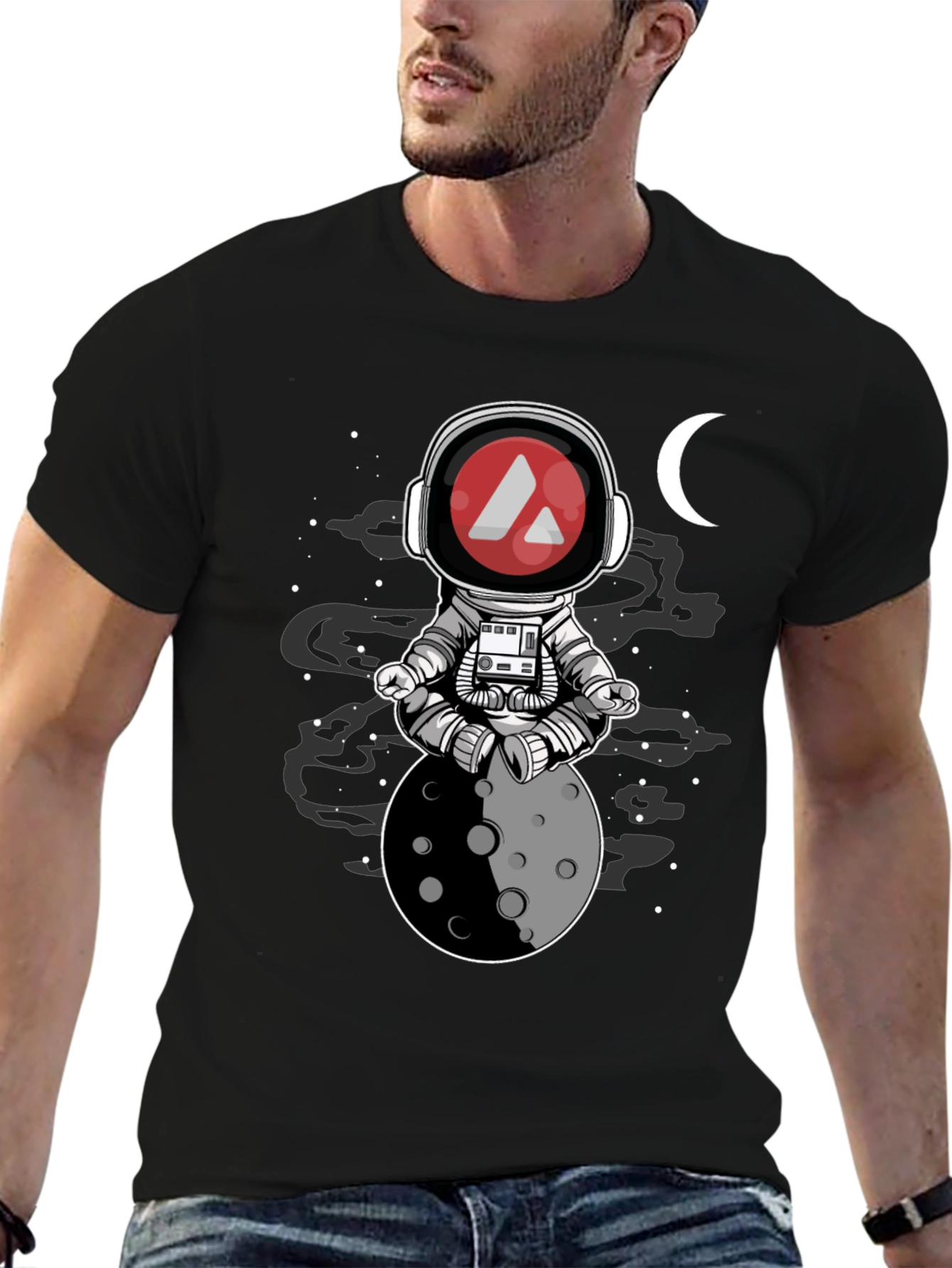 Astronaut Moon Meditation T-Shirt - Crypto Style