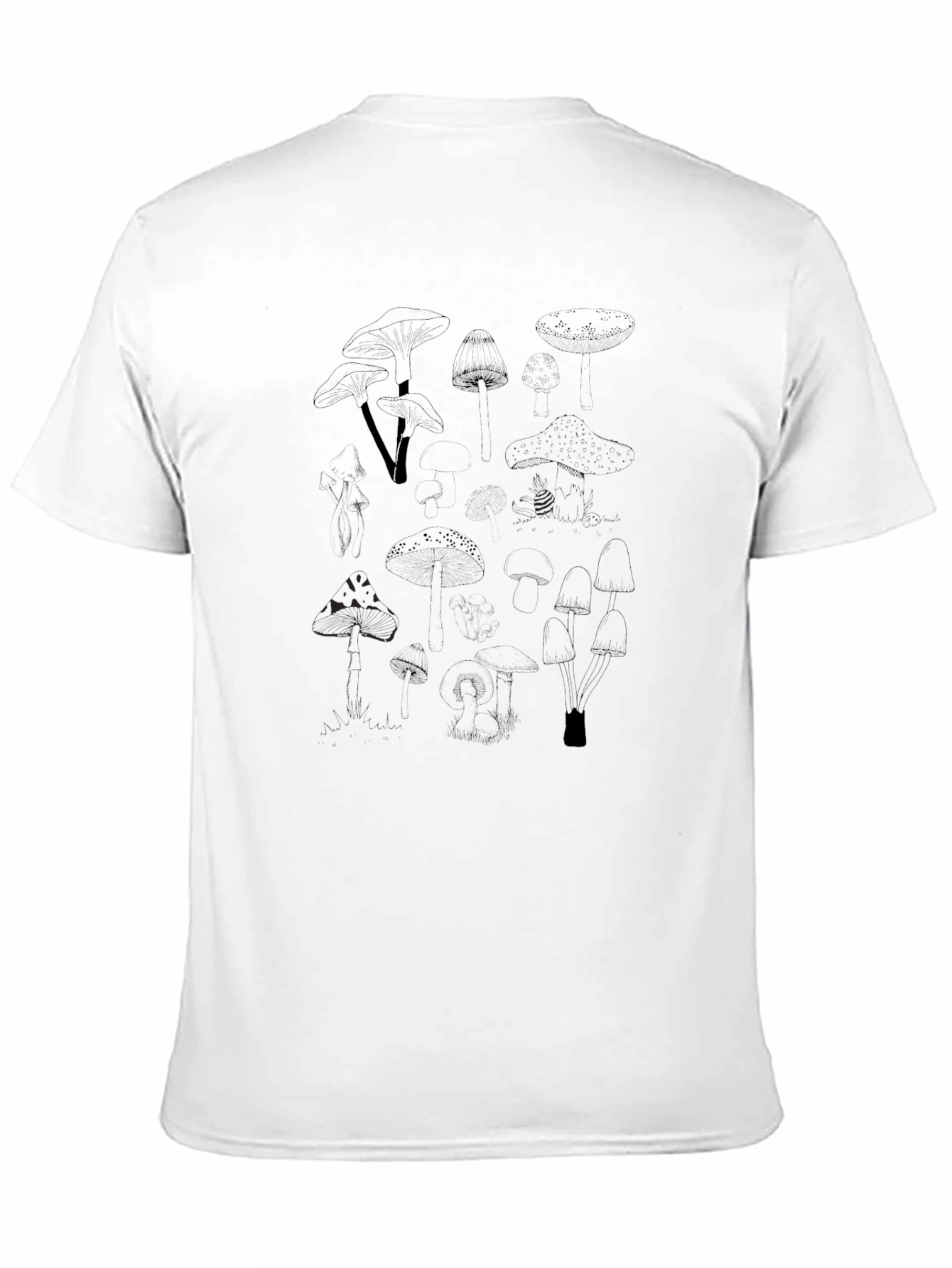 Mushroom Print Black T-Shirt - Casual Style