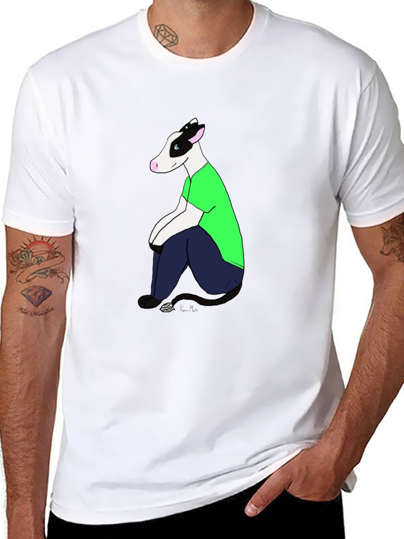 Cartoon Cow T-Shirt - Black Tee