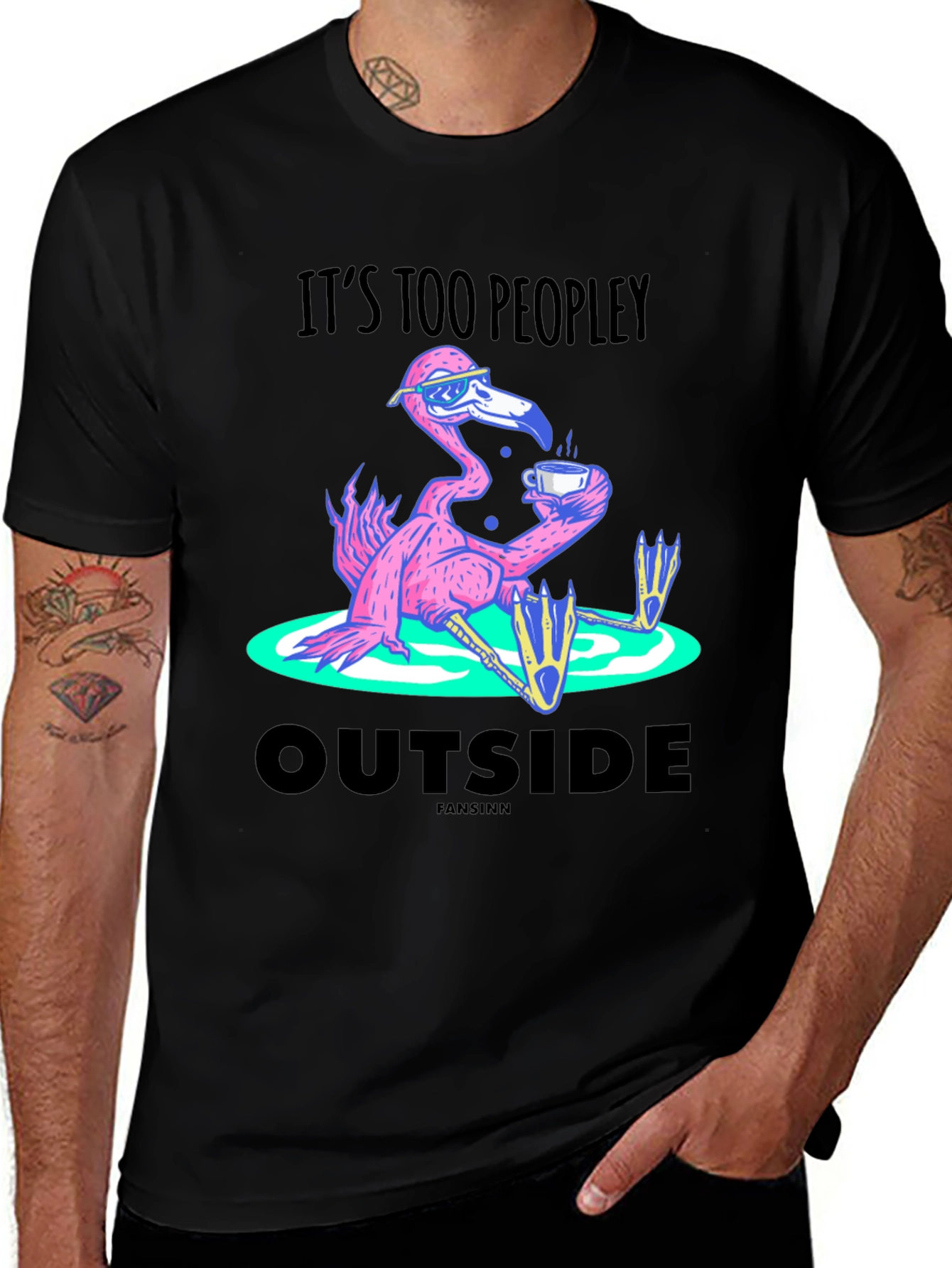 Its Too Peopley Outside Flamingo T-Shirt