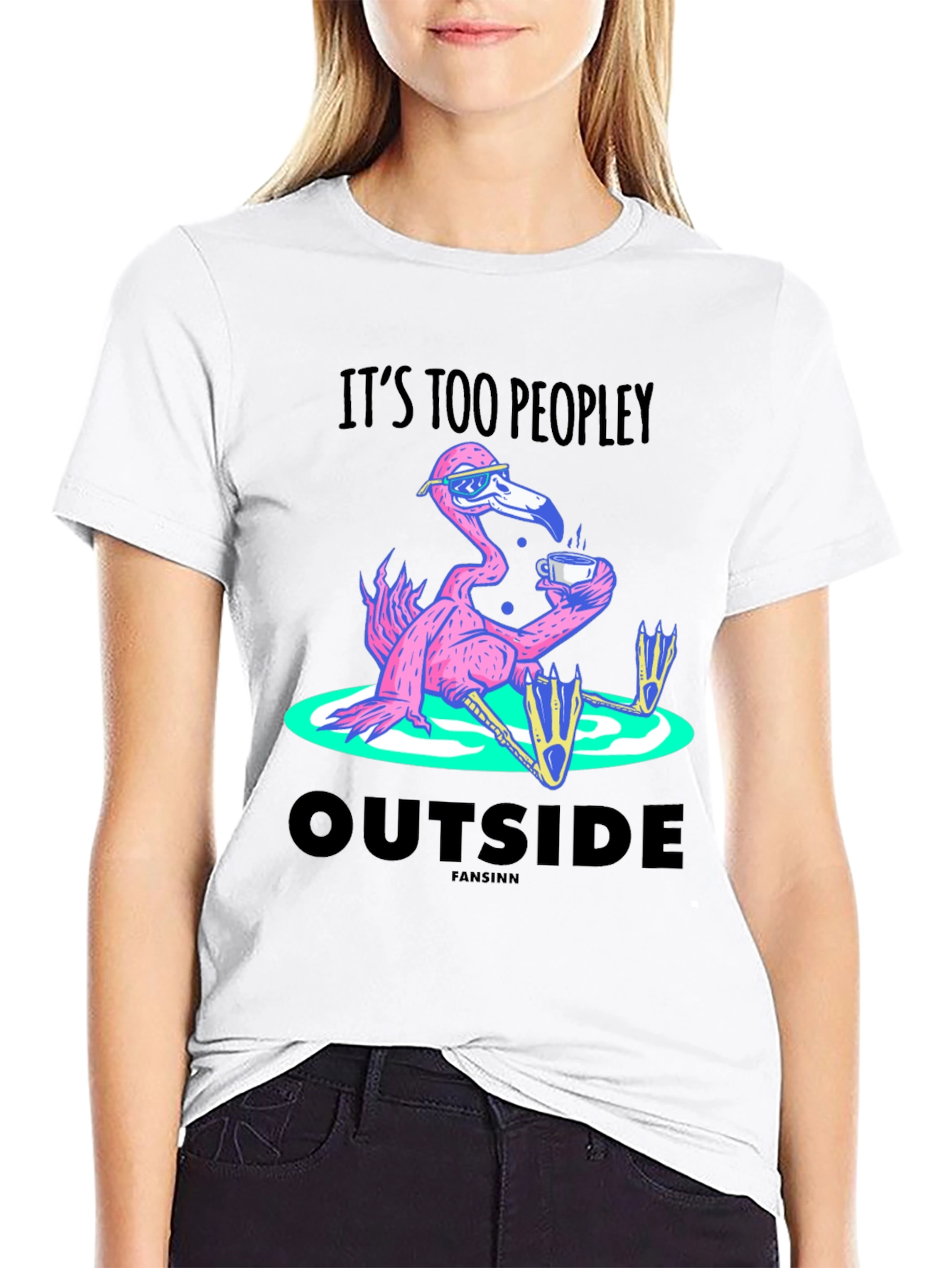 Its Too Peopley Outside Flamingo T-Shirt